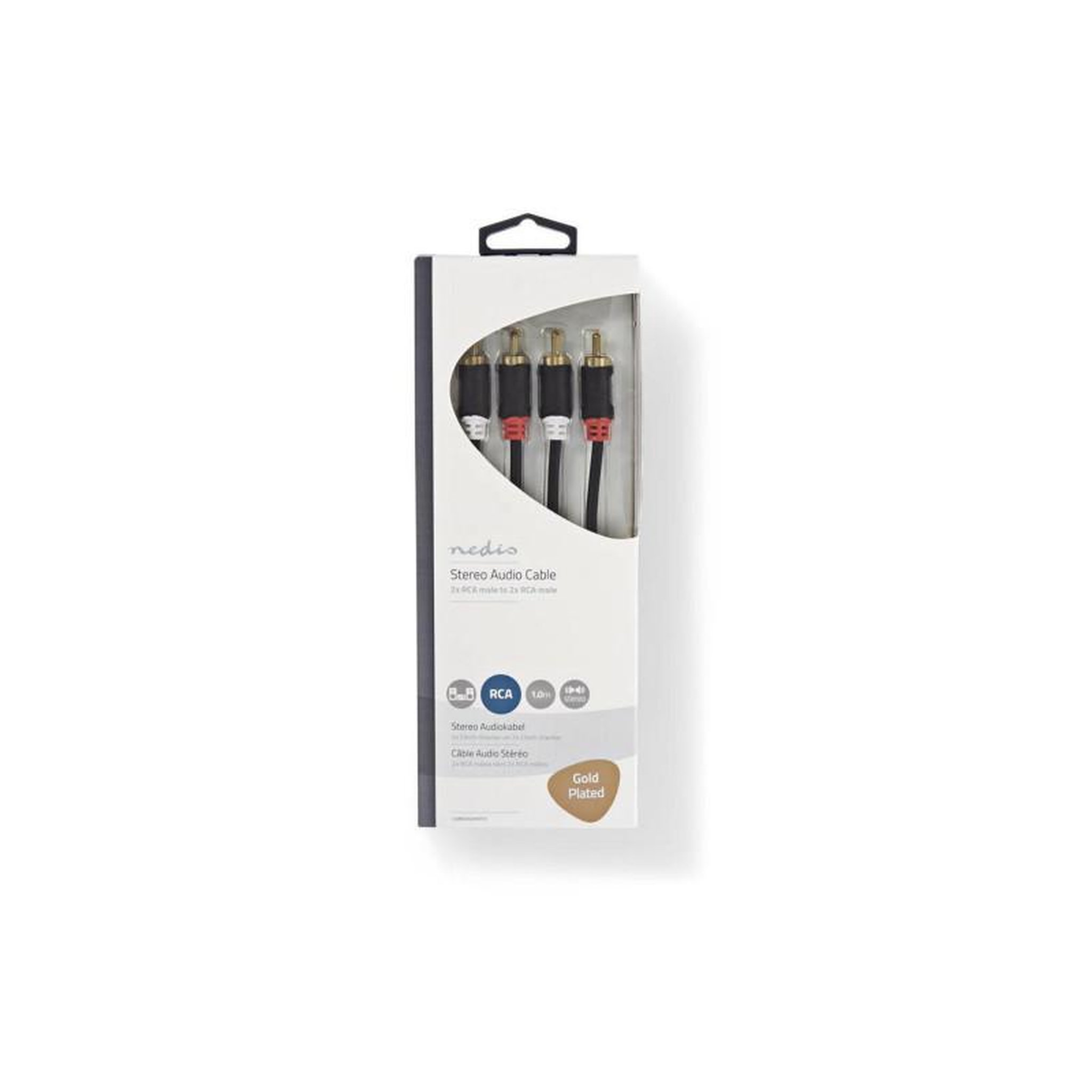 Voir la diapositive 3 : NEDIS Câble audio stéréo | 2x RCA Male | 2x RCA Male | Plaqué or | 1.00 m | R NEDIS - CABW24200AT10