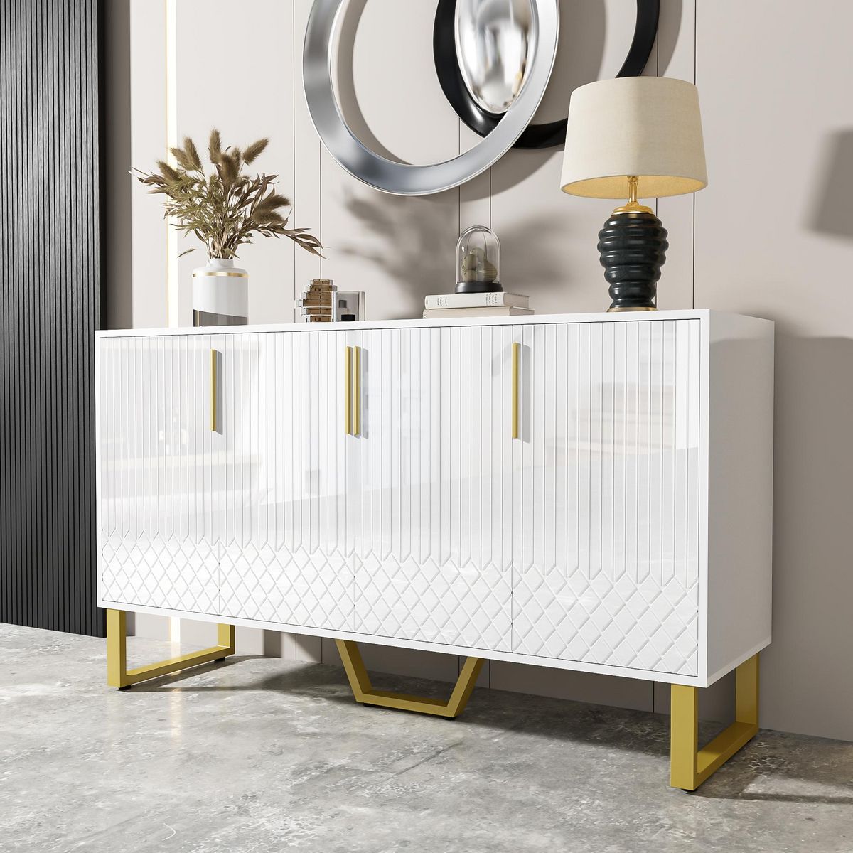 MERAX Buffet 4 porte(s) 0 tiroir(s) - 140 cm blanc mdf