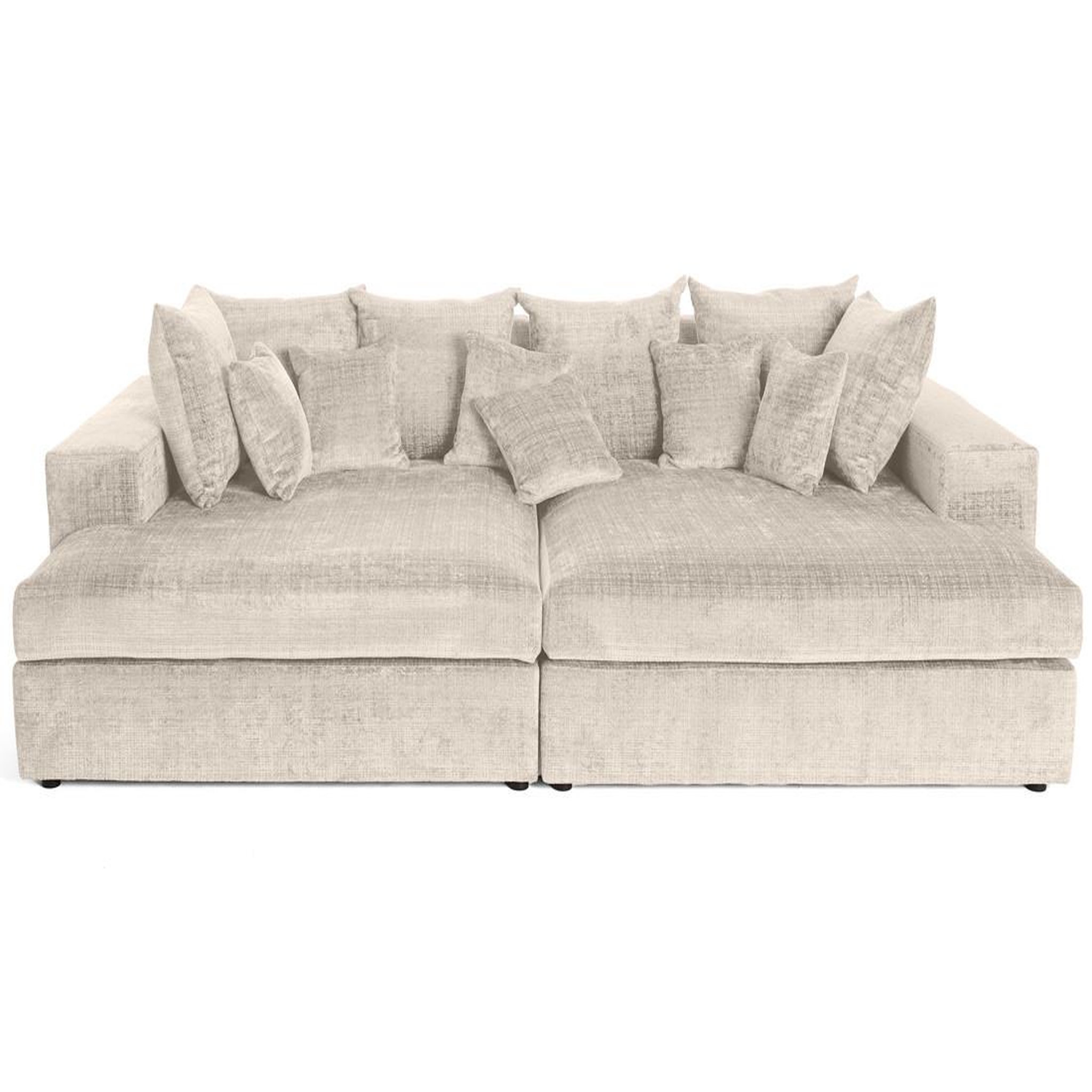 Voir la diapositive 1 : BEST MOBILIER Collins - canapé droit 4 places avec double méridienne - assise profonde - en velours texturé