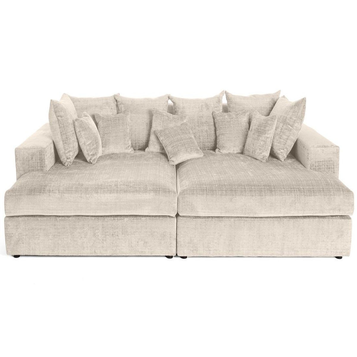 LISA DESIGN Collins - canapé droit 4 places avec double méridienne - assise profonde - en velours texturé