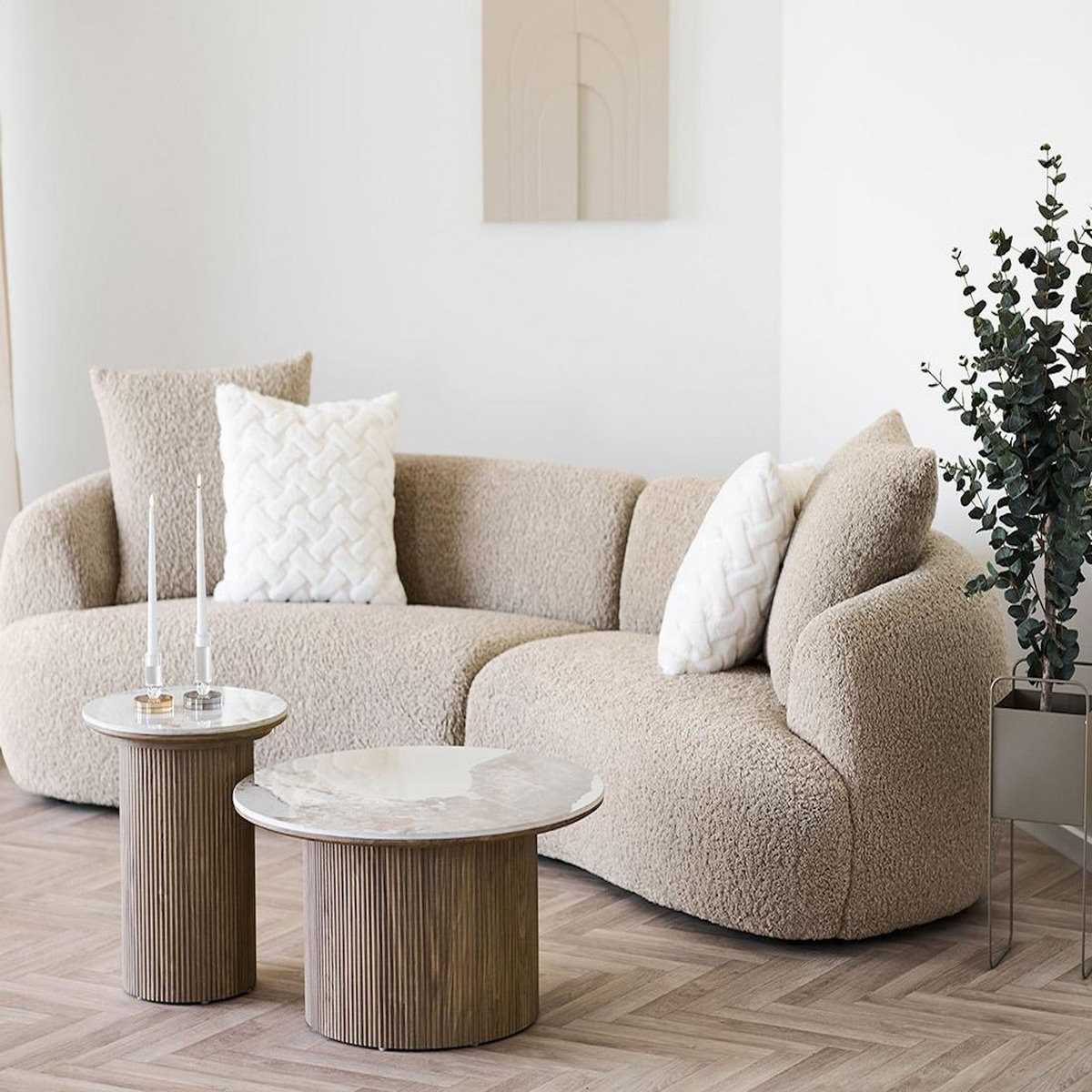 LISA DESIGN Lysa - bout de canapé plateau effet marbre et pieds effets bois - 50 cm