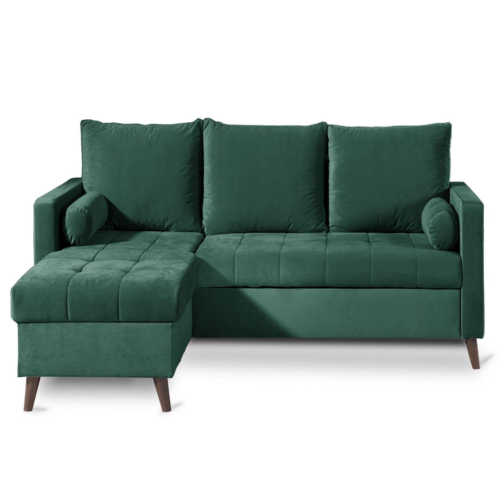 Voir la diapositive 6 : BEST MOBILIER Polar - canapé d'angle réversible convertible - en velours au design scandinave - 4 places