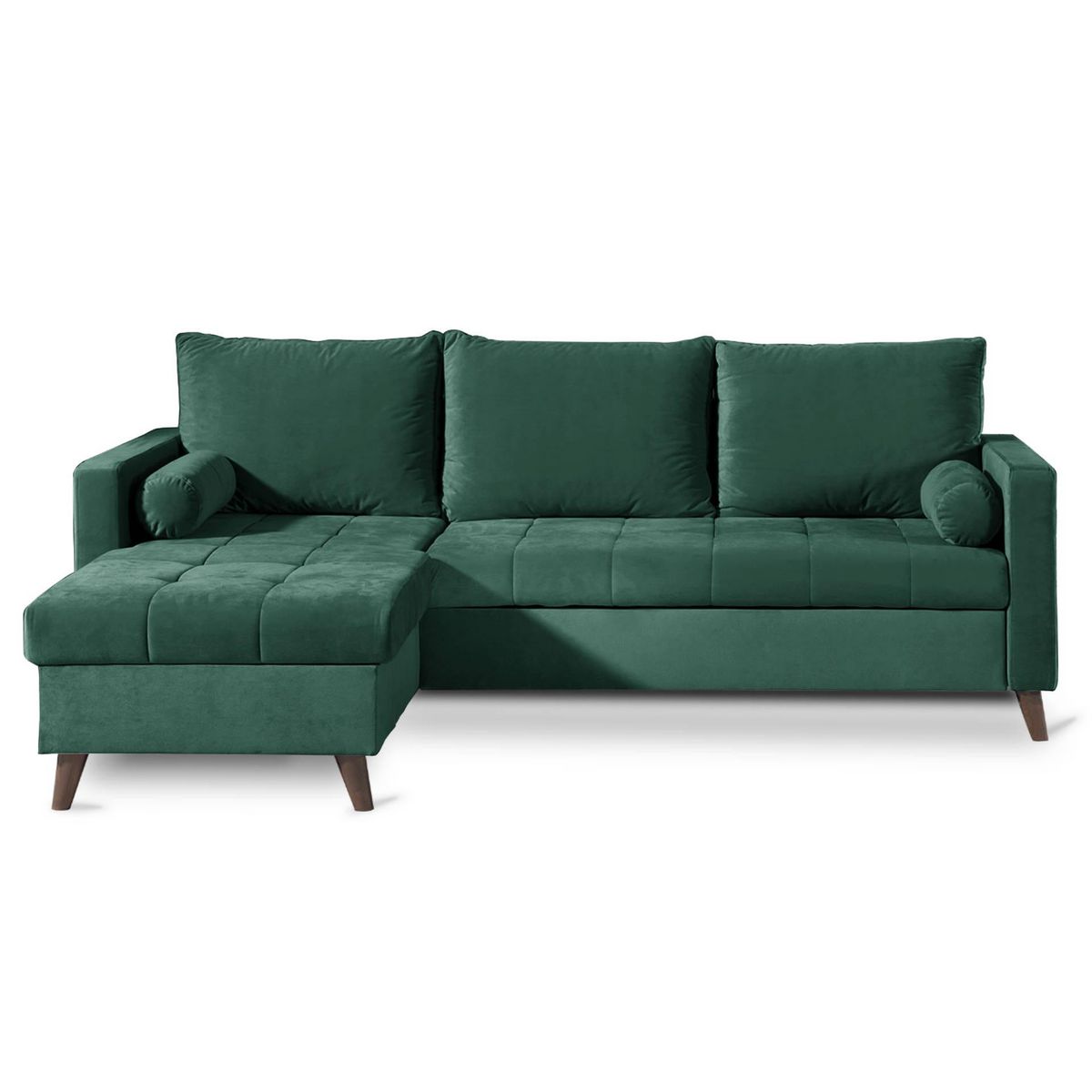 BEST MOBILIER Polar - canapé d'angle réversible convertible - en velours au design scandinave - 4 places