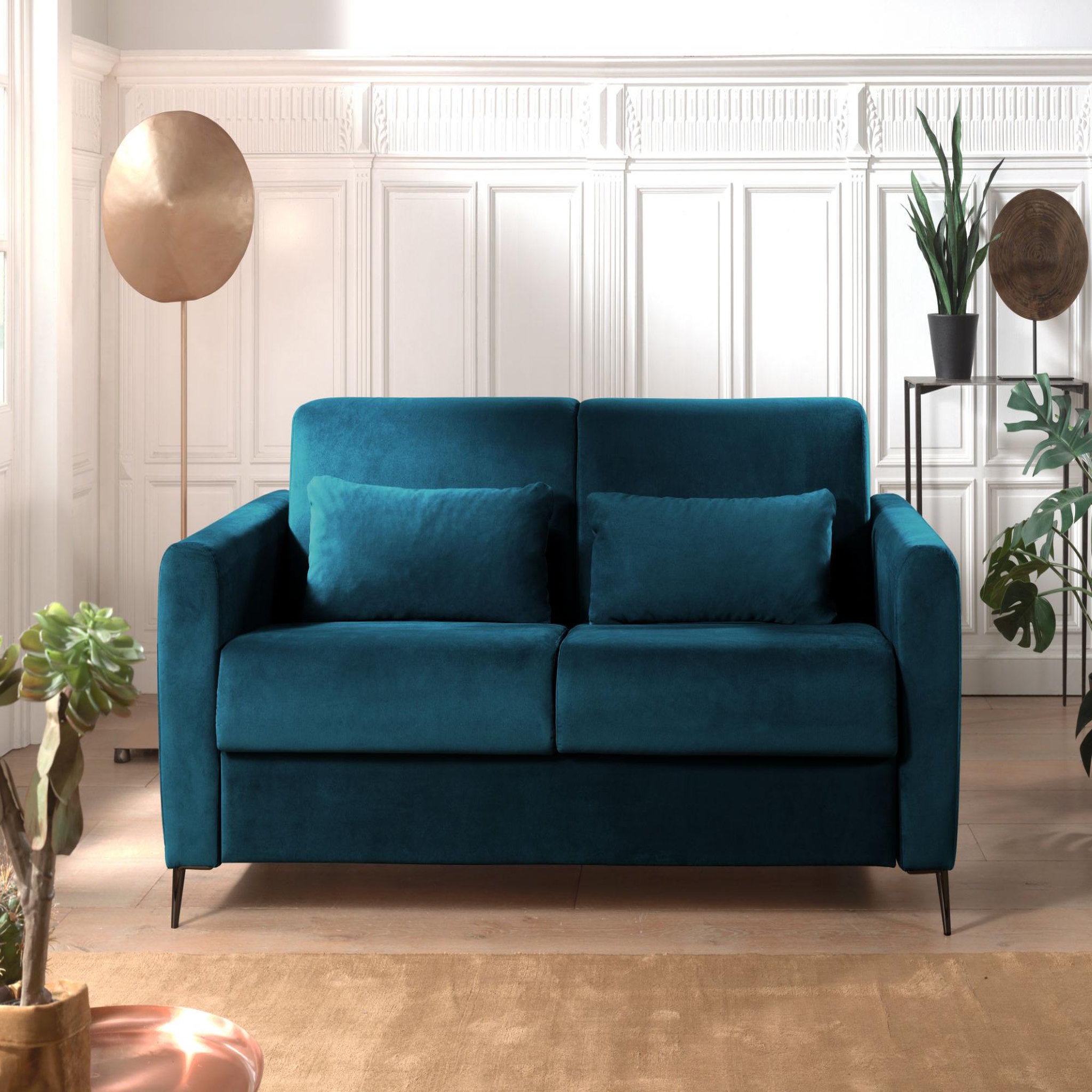 Voir la diapositive 2 : LISA DESIGN Owen - canapé 3 places convertible express couchage quotidien 140 cm matelas 12 cm en velours