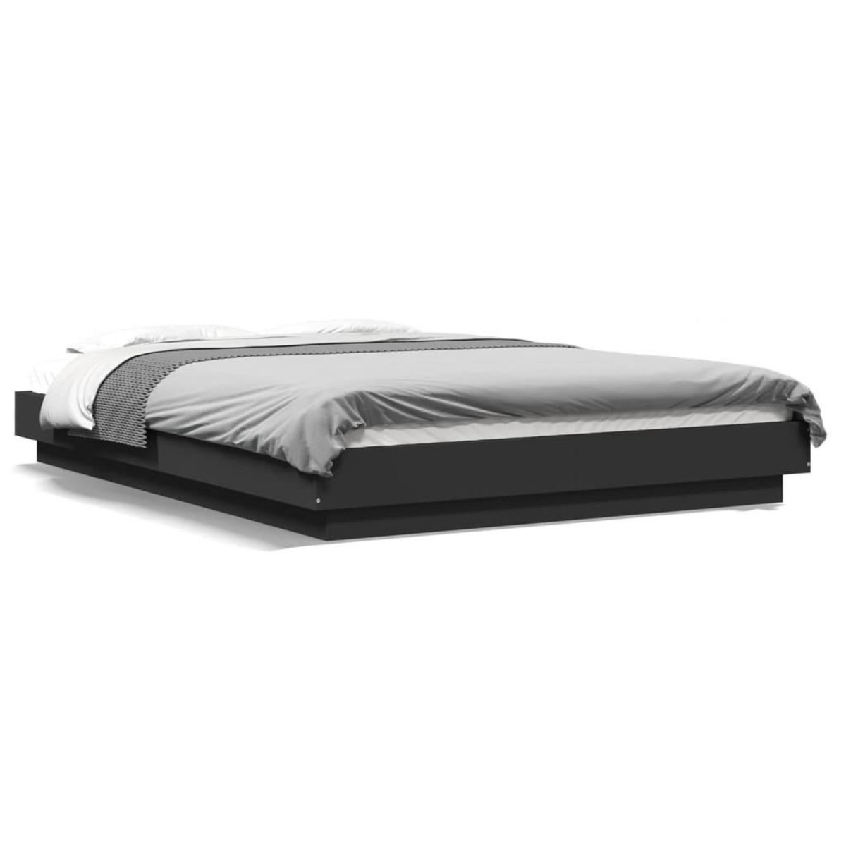 VIDAXL Cadre de lit avec lumieres LED sans matelas noir 120x190cm
