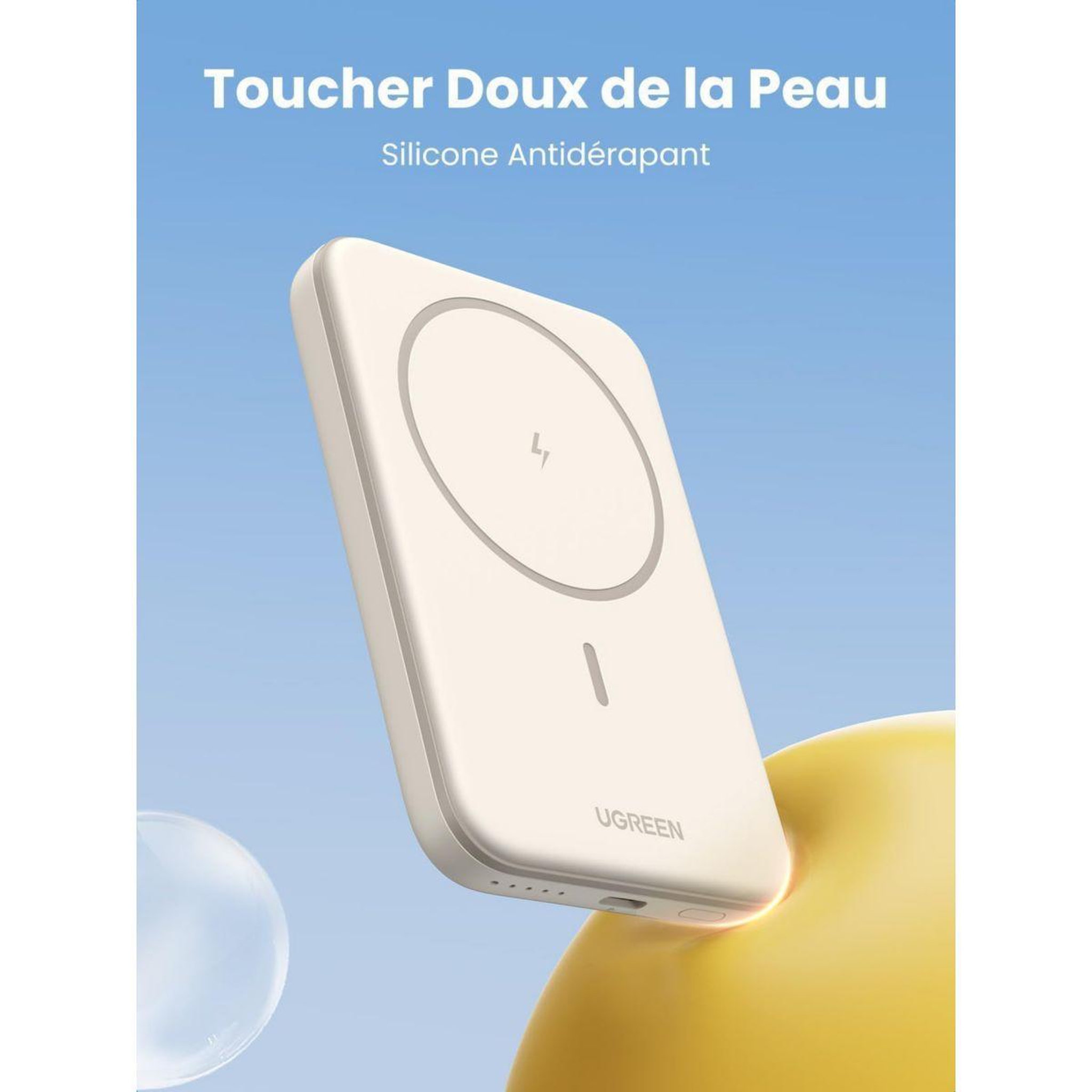 Voir la diapositive 3 : UGREEN Batterie externe MagSafe 5000mAh Crème