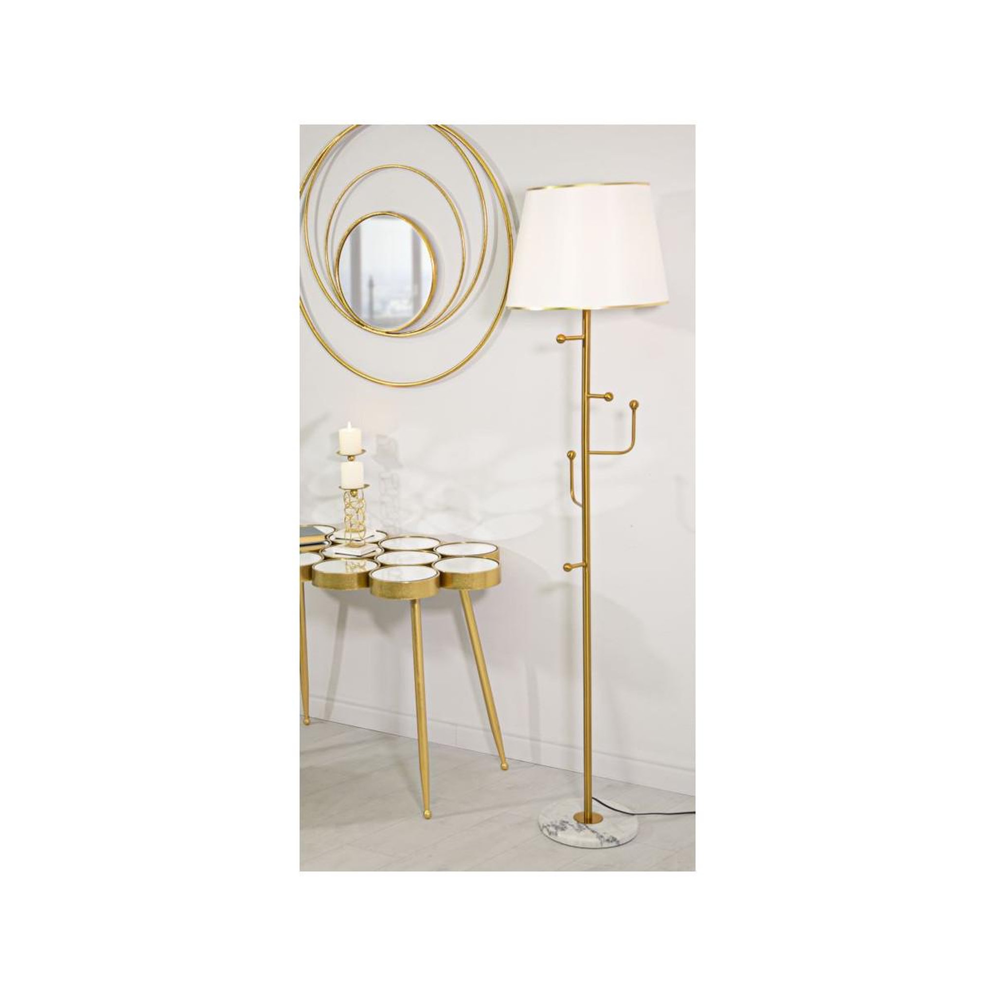 Voir la diapositive 5 : Paris Prix Lampadaire design en métal  hanger  173cm blanc & or
