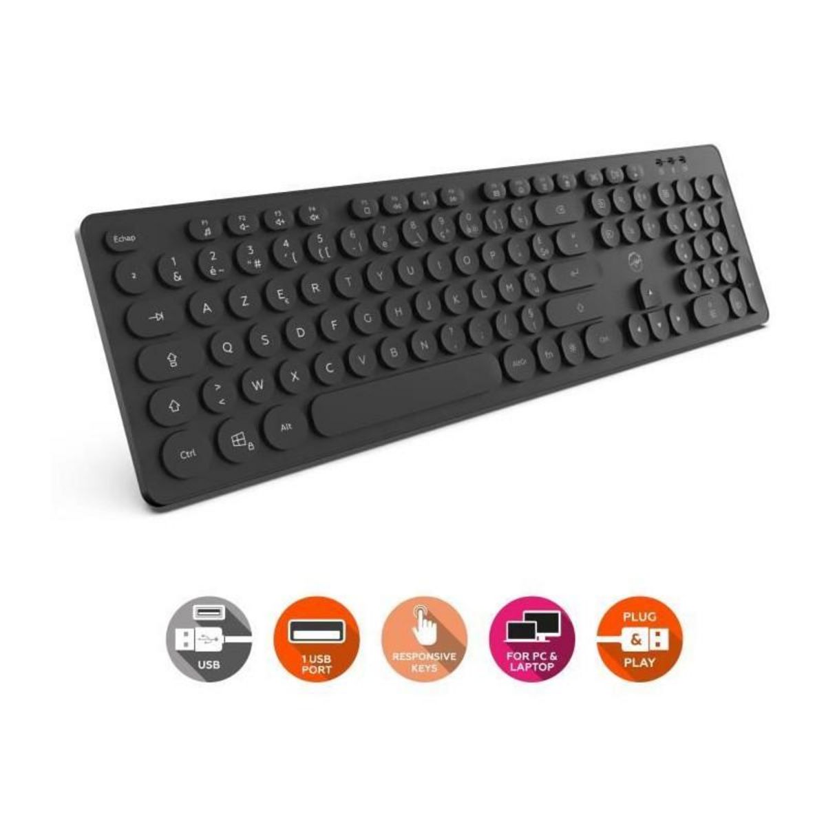 Mobility Lab Clavier filaire RGB - MOBILITY LAB - ML306858 - AZERTY - Touches rondes - Noir