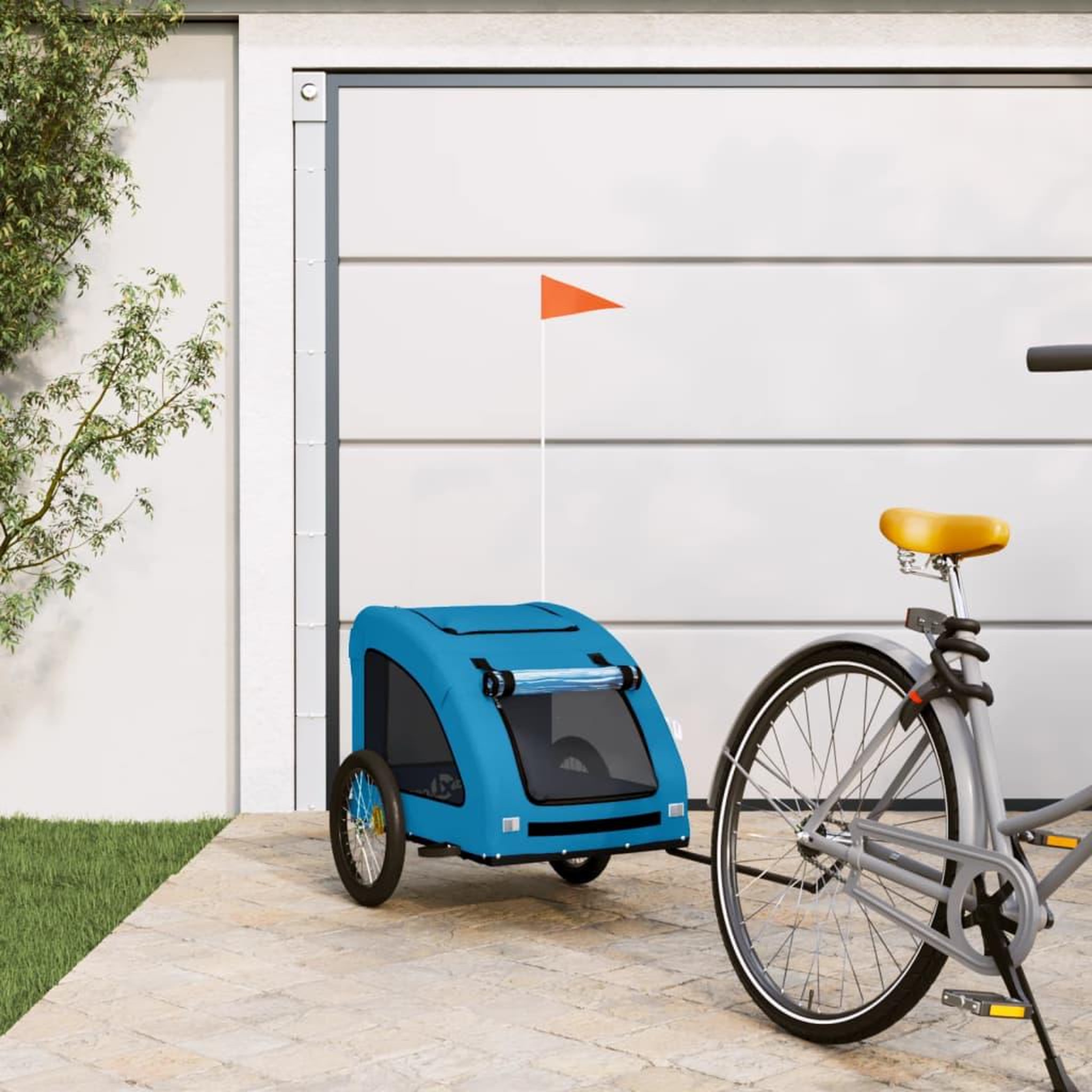 VIDAXL Remorque de velo pour animaux de compagnie bleu