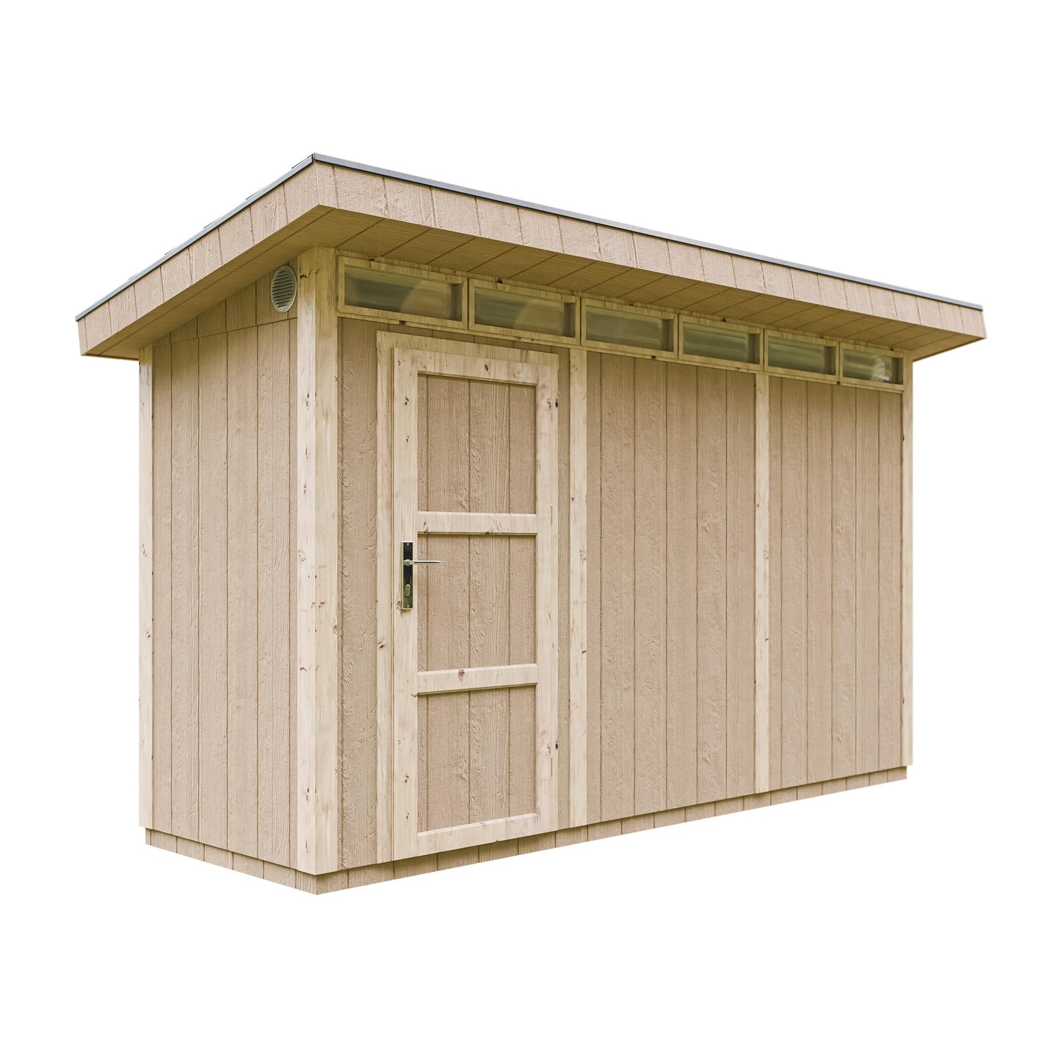 Voir la diapositive 1 : TIMBELA Abri de Jardin Qualité Premium 4m² /L161xL412xH239 cm avec sol, bardeaux bitumineux M902