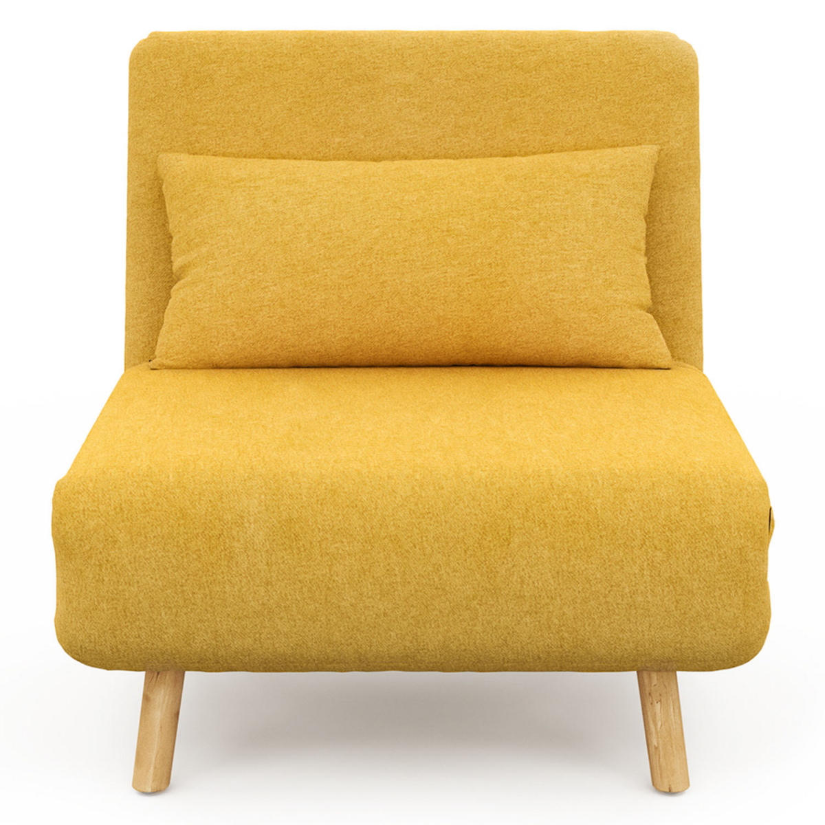 ID MARKET Fauteuil convertible ROMEO lit d'appoint 1 place 80x190 cm tissu jaune