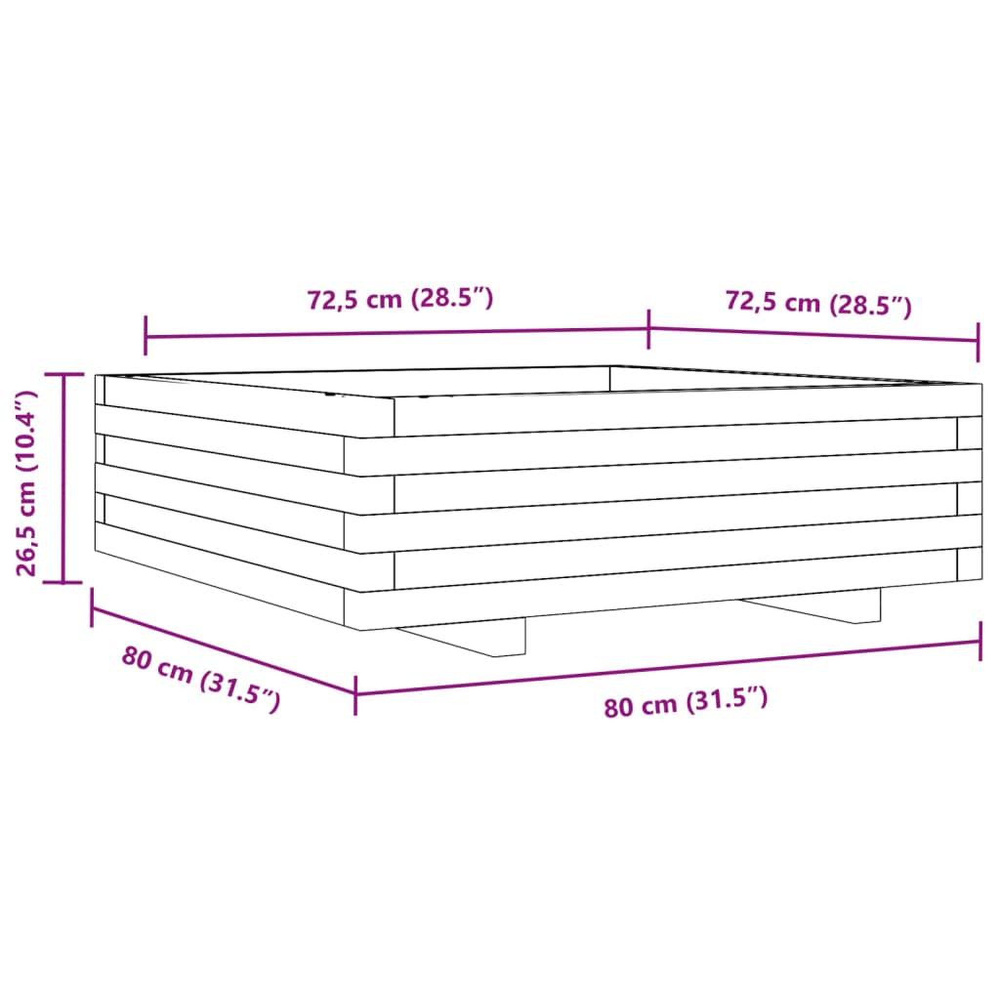 Voir la diapositive 6 : VIDAXL Jardiniere 80x80x26,5 cm bois de pin impregne