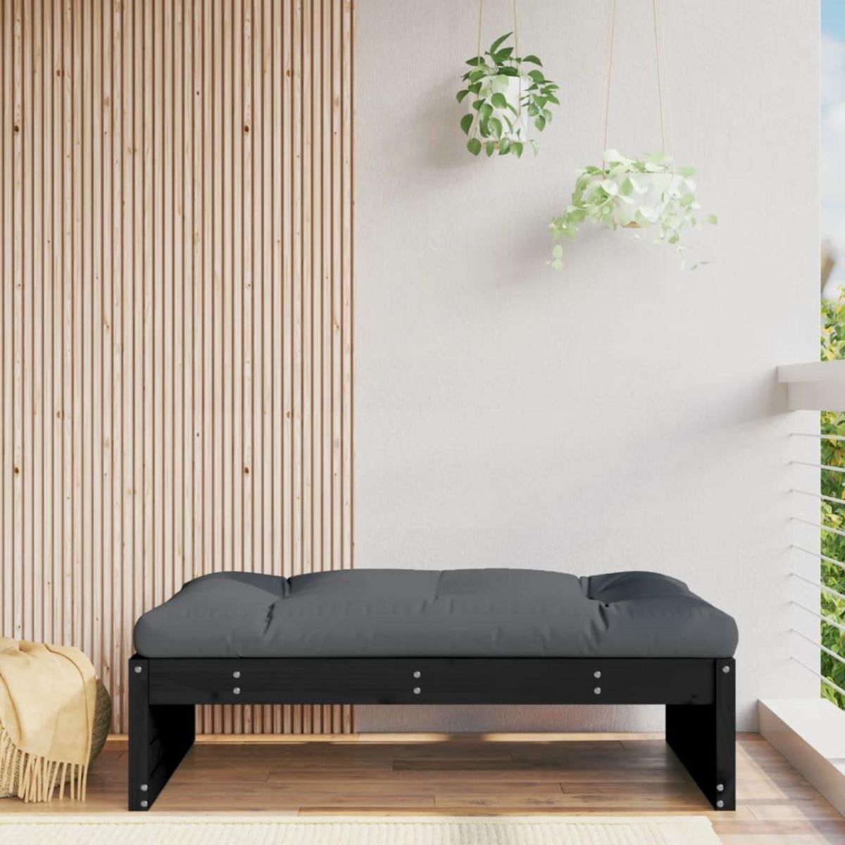 VIDAXL Repose-pied de jardin 120x80 cm noir bois de pin massif