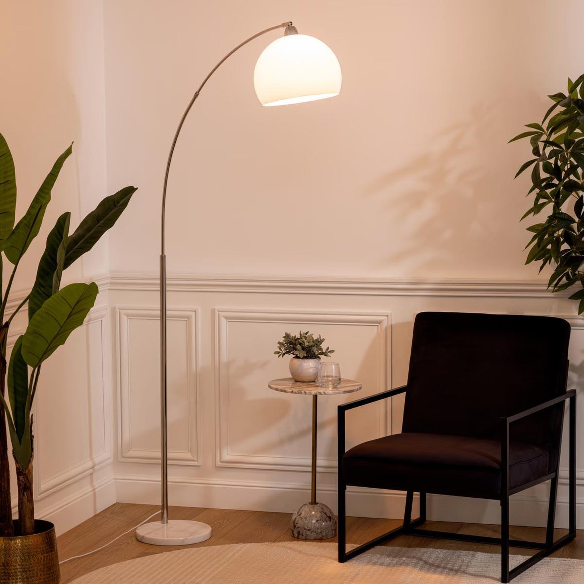 Voir la diapositive 4 : ATMOSPHERA Lampadaire métal design  boule  185cm blanc