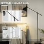 Voir la diapositive 6 : HOMCOM Lampadaire sur pied salon bureau 40W E27 - hauteur réglable, abat-jour et bras orientable - acier noir