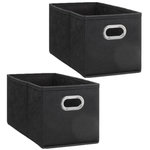 TOILINUX Lot de 2 Boites de rangement Largeur 31 x Hauteur 15 cm - Gris anthracite