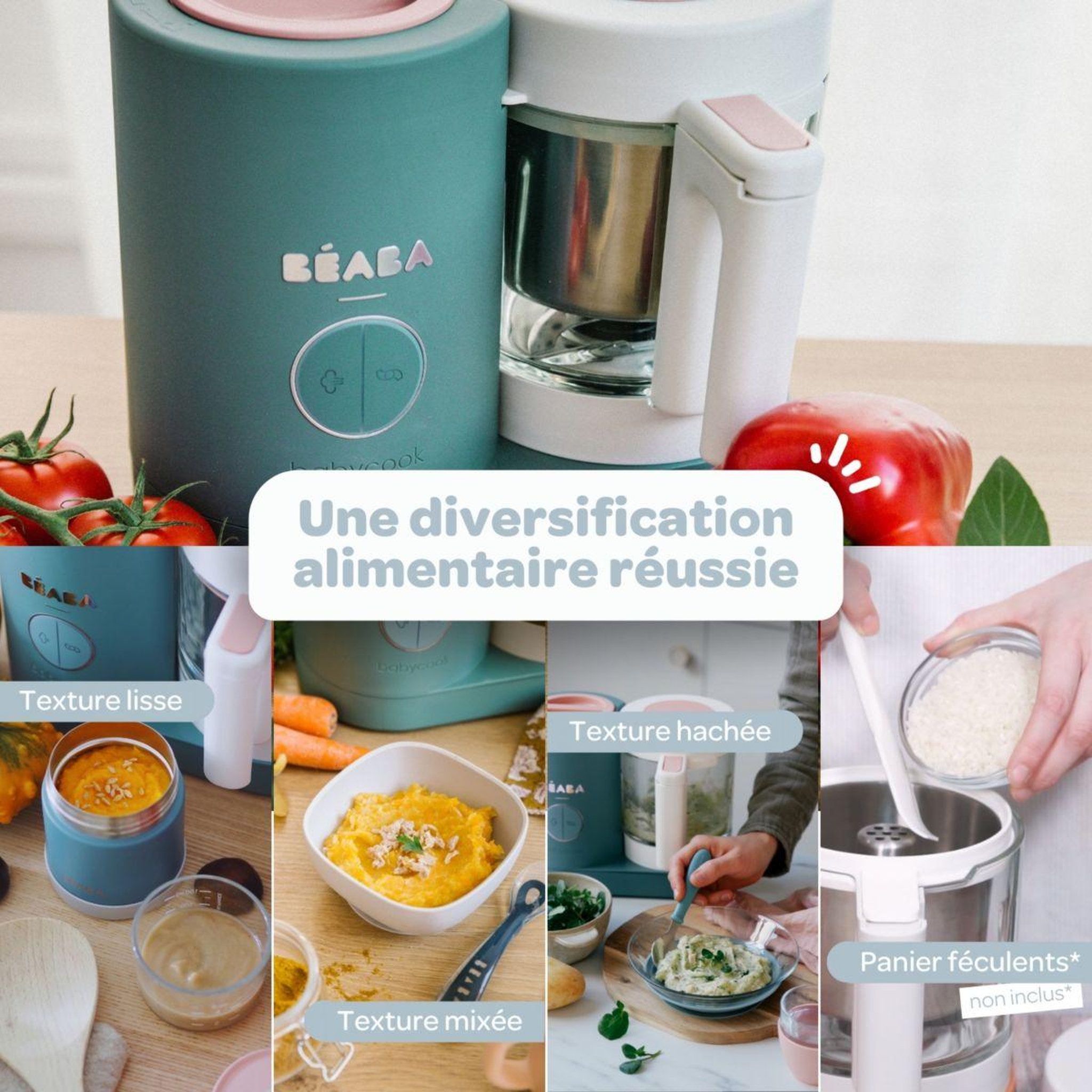 Voir la diapositive 4 : BEABA Mixeur cuiseur bébé babycook neo eucalyptus
