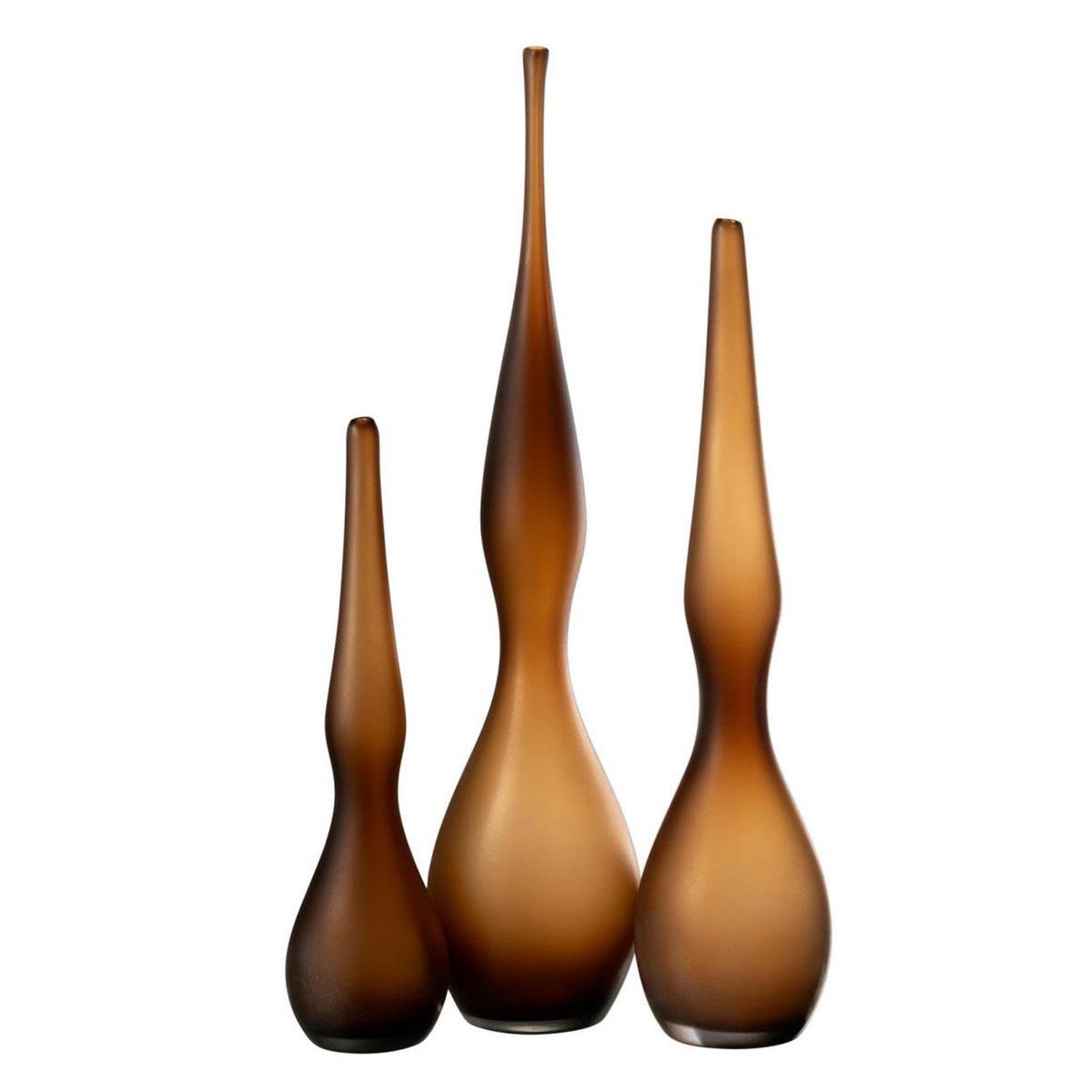 J-LINE Lot de 3 vases en verre  yoko  64cm marron
