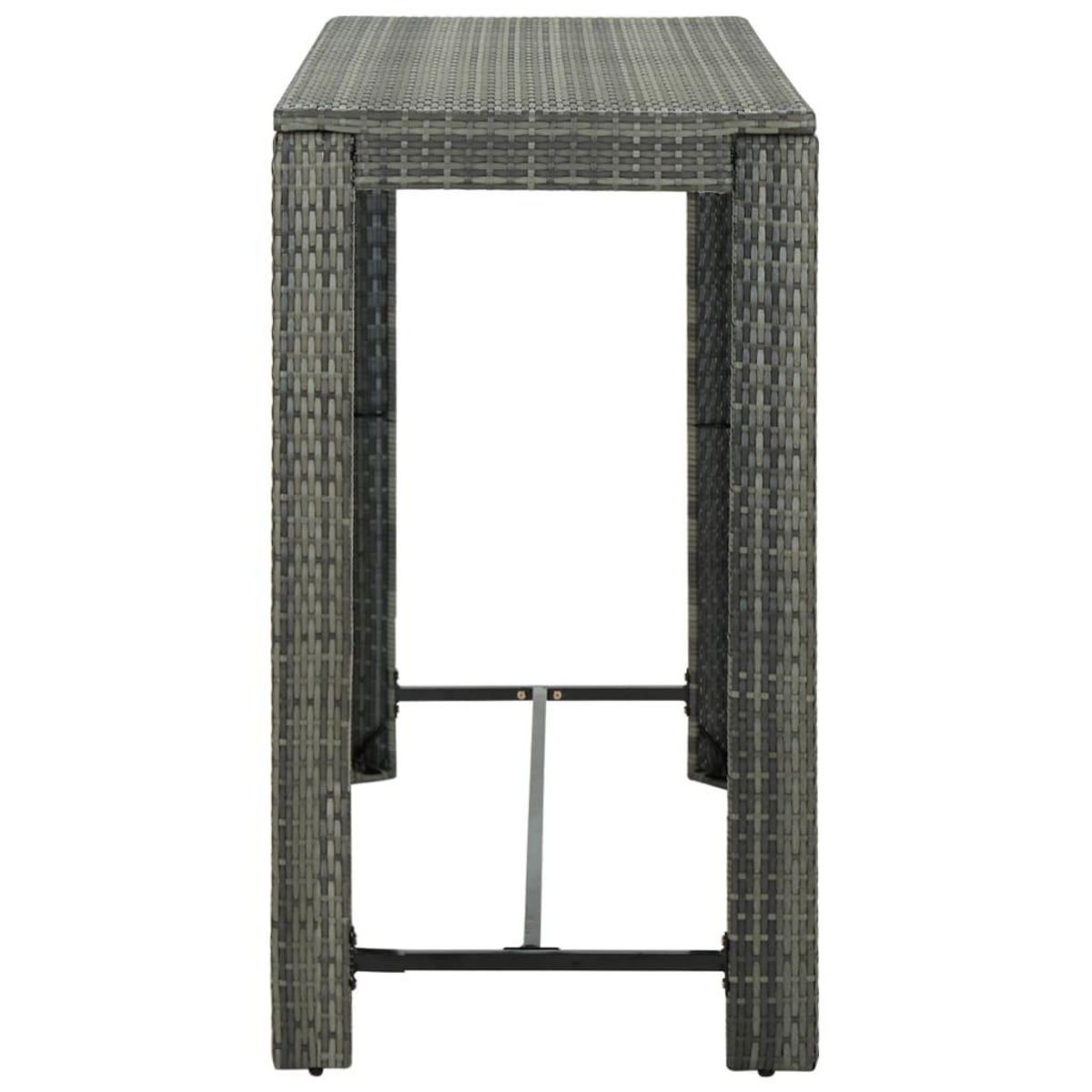 VIDAXL Table de bar de jardin Gris 140,5x60,5x110,5 cm Resine tressee