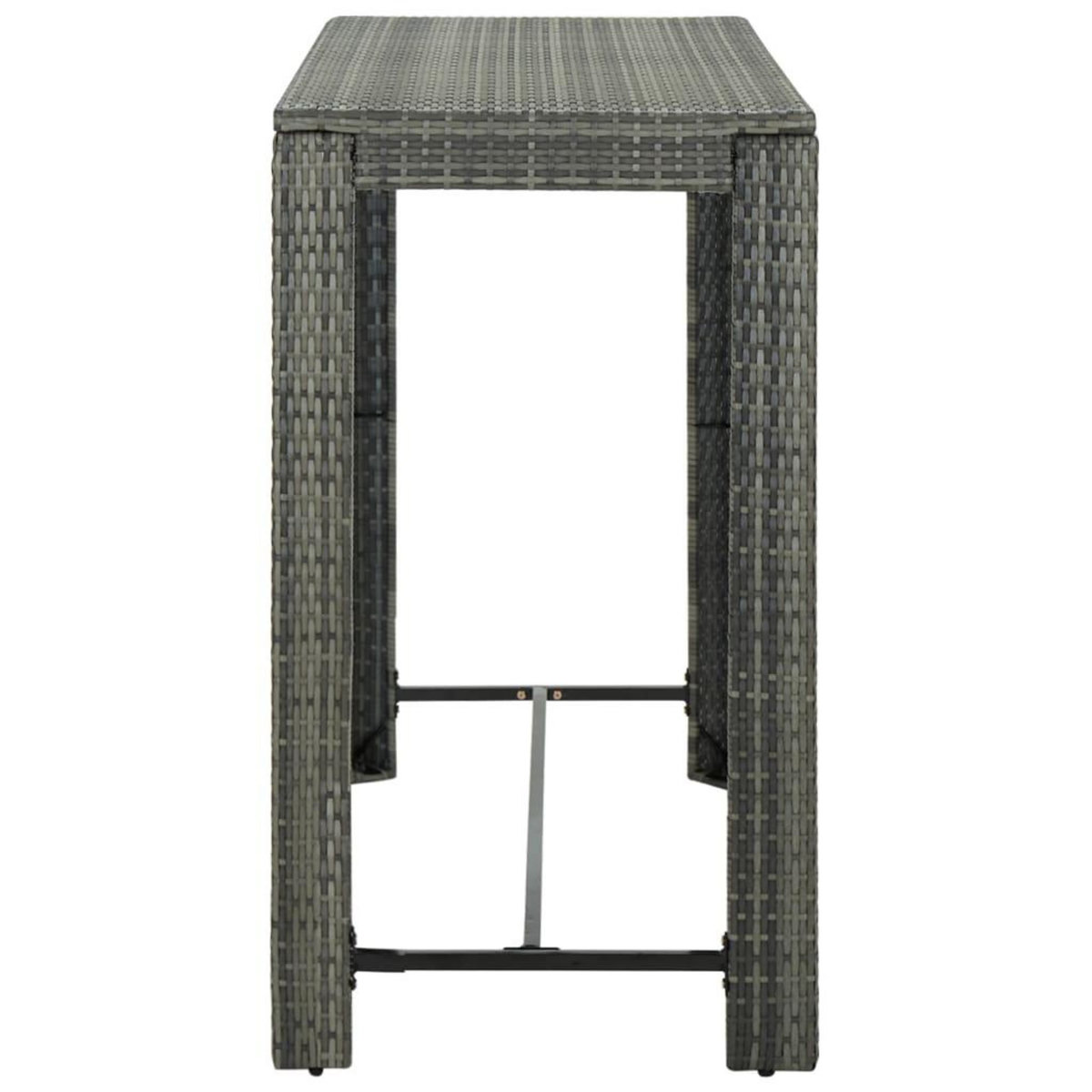 VIDAXL Table de bar de jardin Gris 140,5x60,5x110,5 cm Resine tressee
