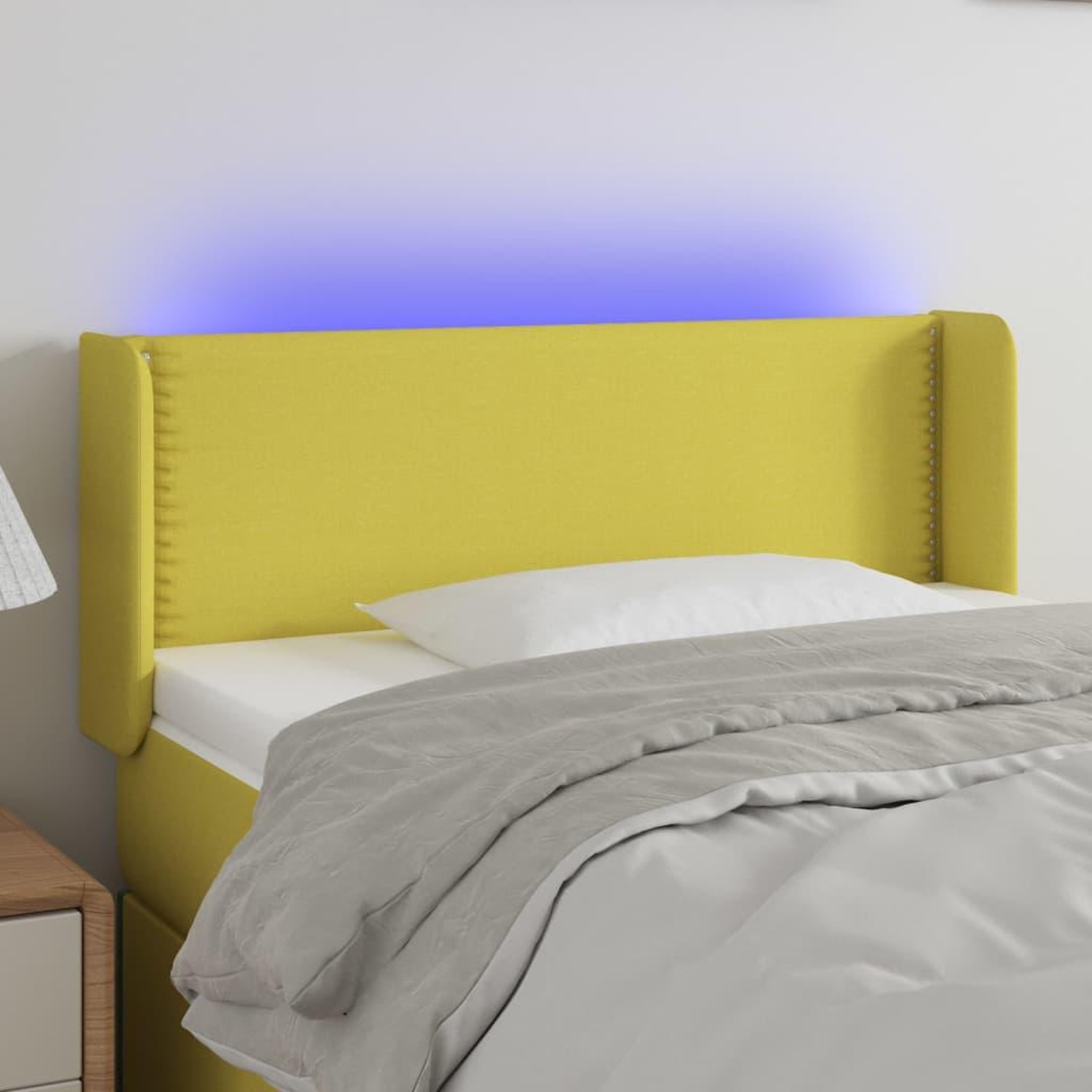 Voir la diapositive 1 : VIDAXL Tete de lit a LED Vert 103x16x78/88 cm Tissu