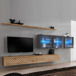 Paris Prix Ensemble Meuble TV  Switch Lamel XVII  340cm Naturel & Gris