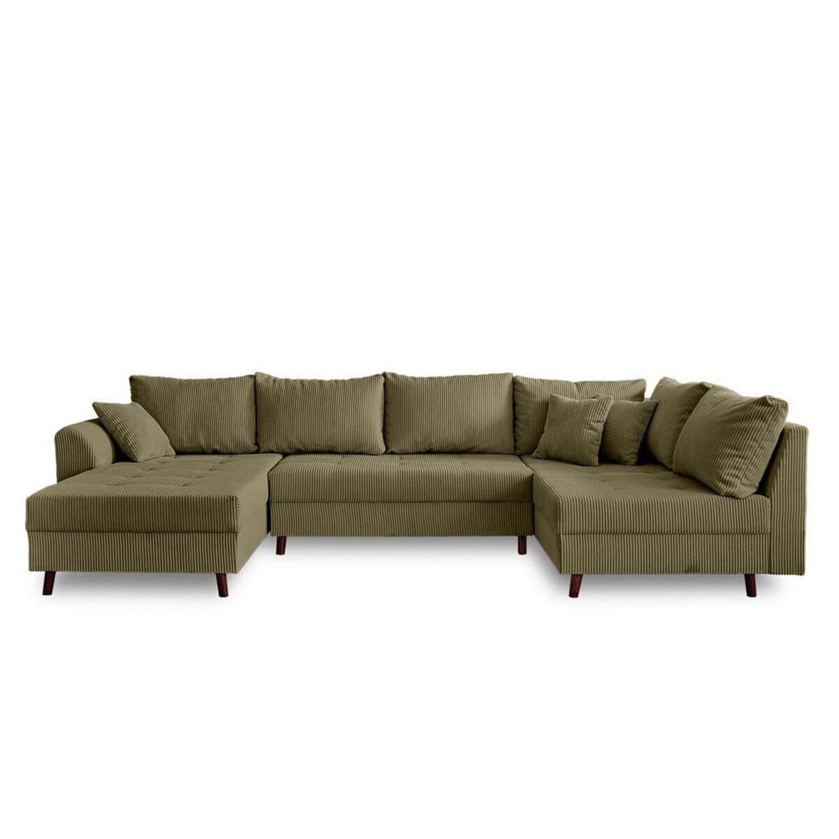 LISA DESIGN Rune - canapé panoramique d'angle droit - 7 places - en velours côtelé