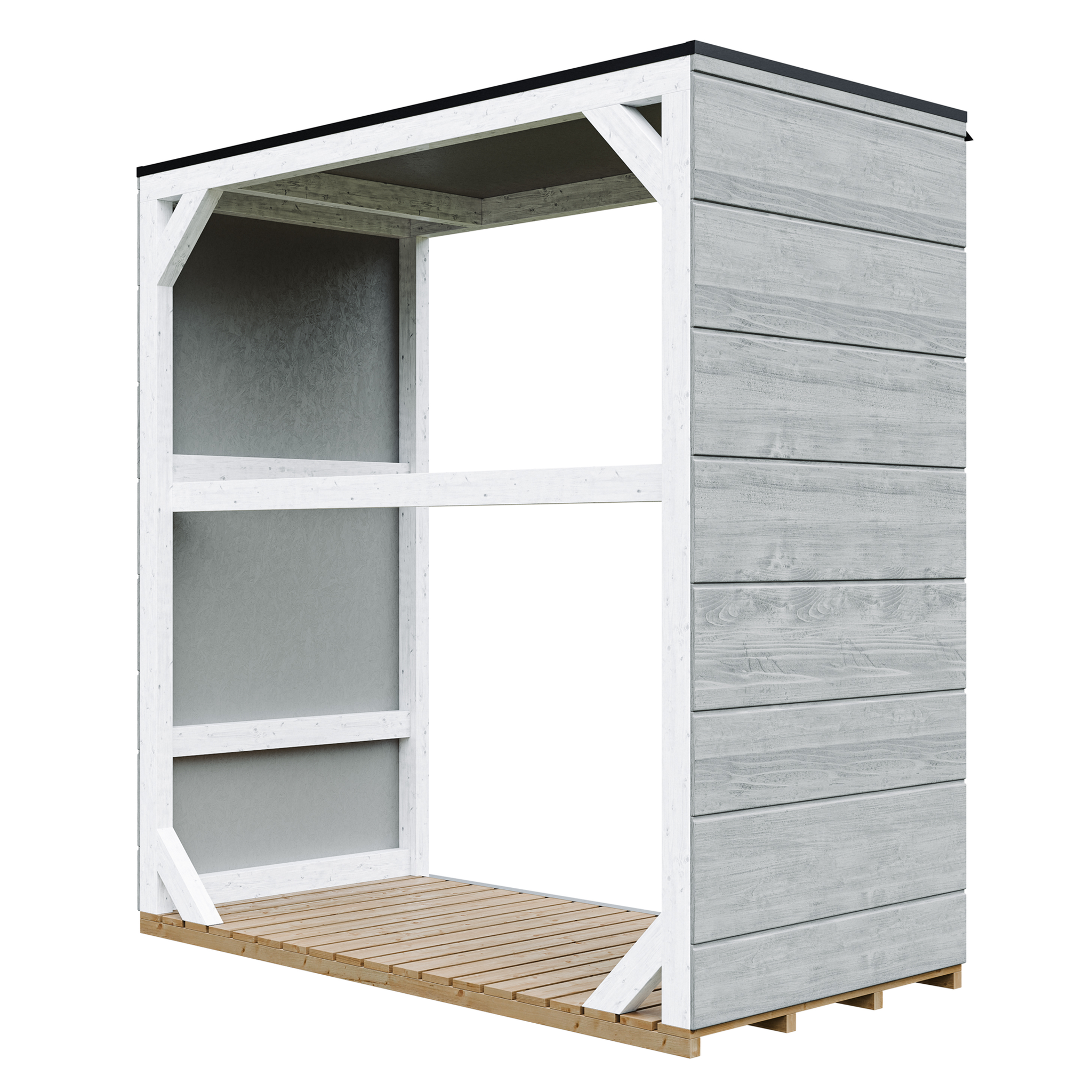 Voir la diapositive 2 : TIMBELA Abri à bûches, bois extérieur 1,14 m² Abri à bois extérieur M980-1
