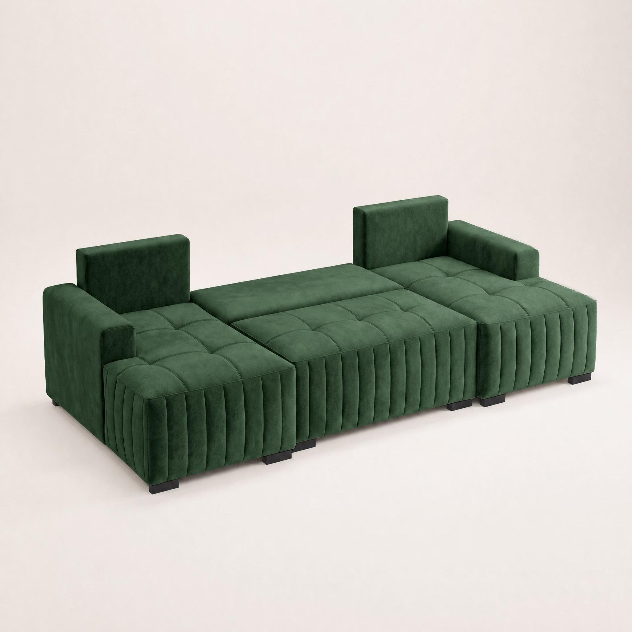 Voir la diapositive 4 : BEST MOBILIER Lazare - canapé panoramique en u 7 places convertible avec coffre en velours