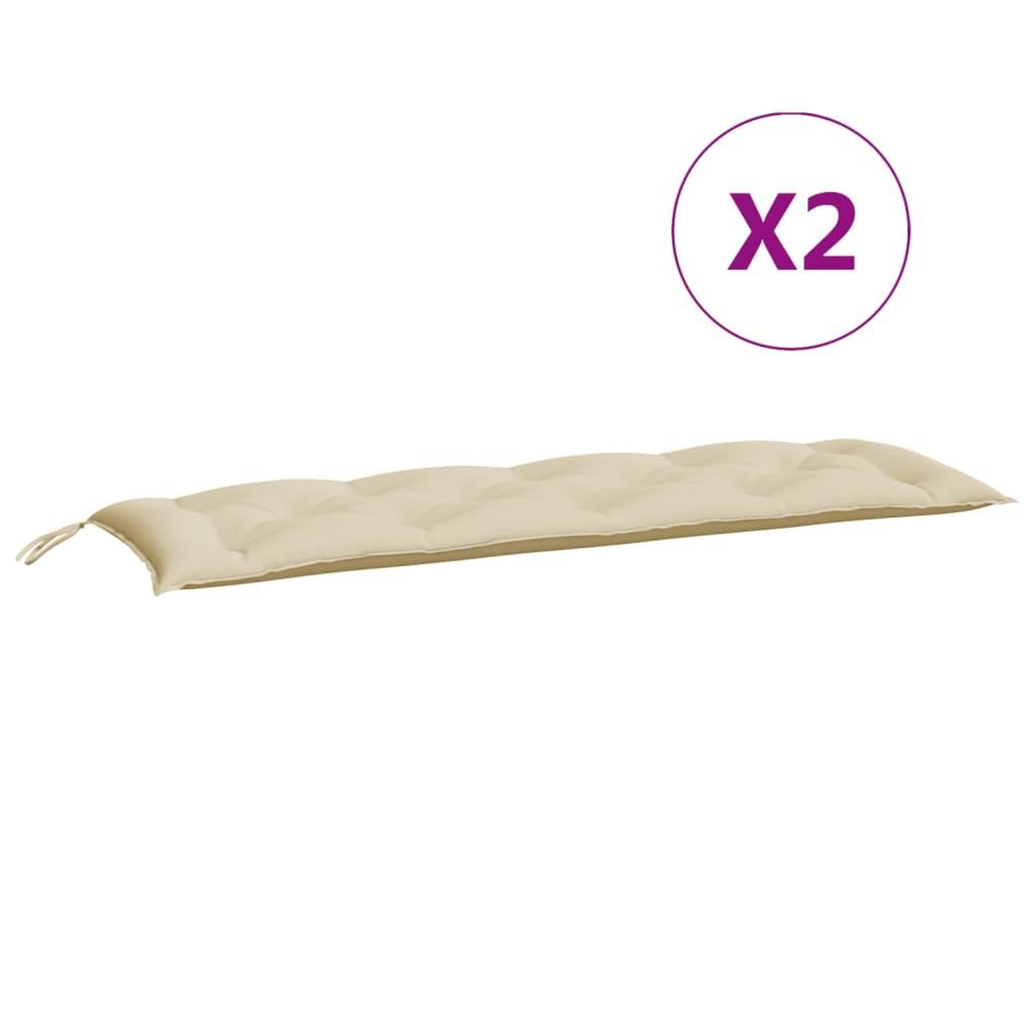 Voir la diapositive 5 : VIDAXL Coussins de banc jardin lot de 2 beige 150x50x7 cm tissu Oxford