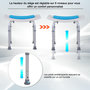 Voir la diapositive 4 : HOMCOM Siège de douche réglable en hauteur tabouret de douche ergonomique pieds antidérapants charge max. 135 Kg alu HDPE blanc bleu