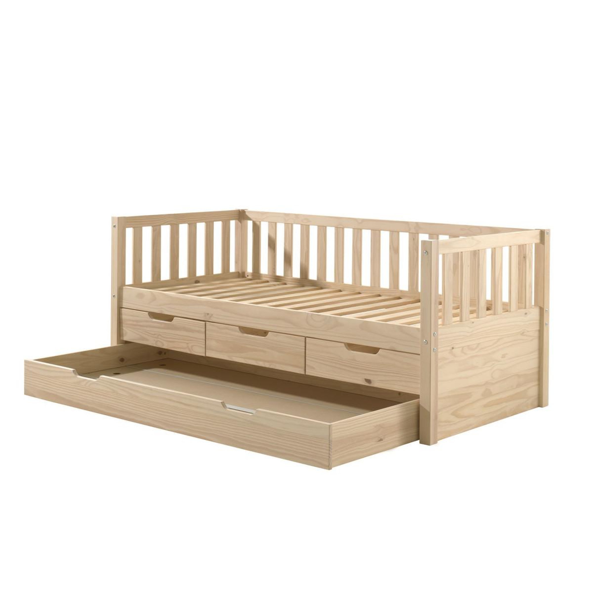 Voir la diapositive 5 : Paris Prix Pack - lit capitaine enfant & tiroir de lit  fritz  90x200cm naturel