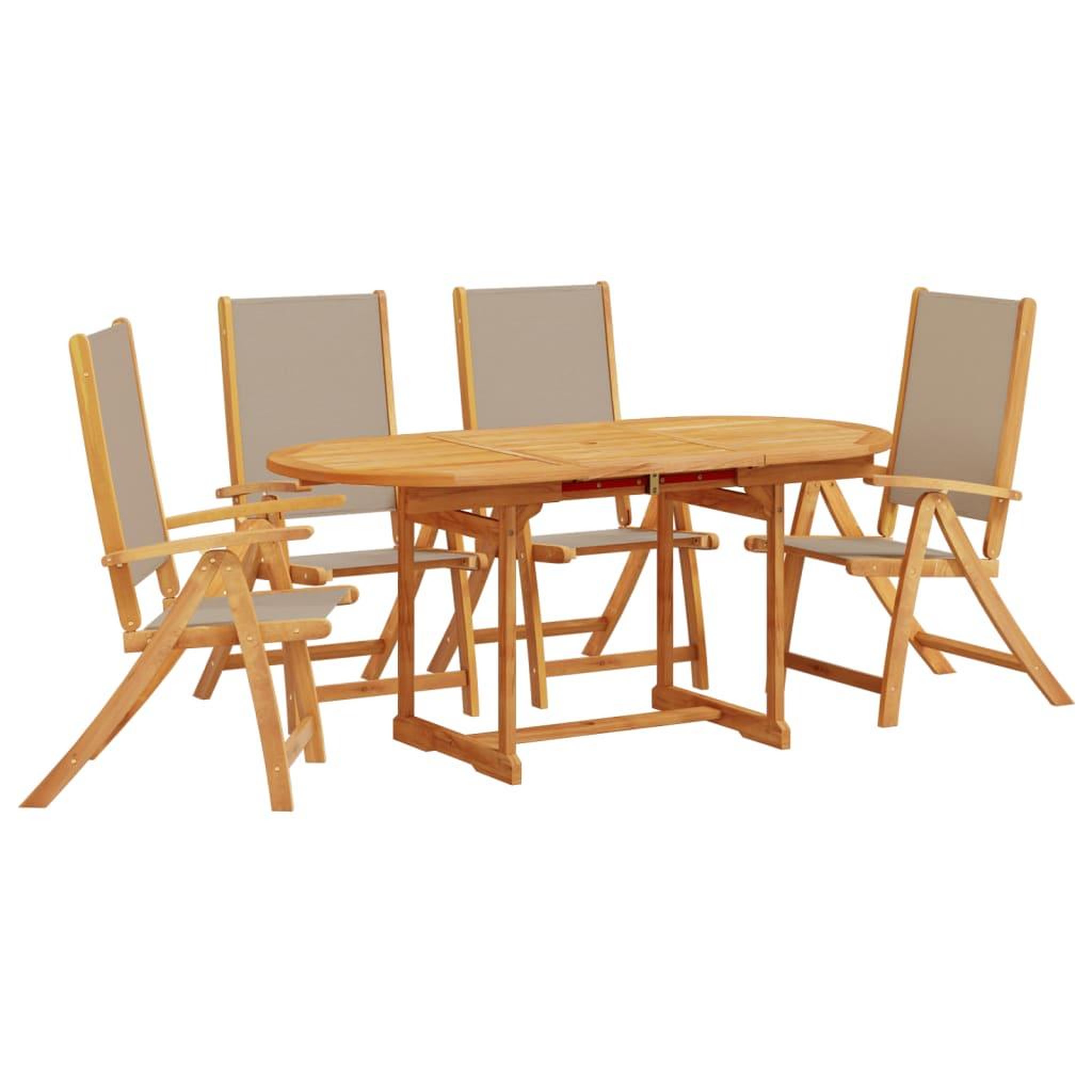 Voir la diapositive 2 : VIDAXL Ensemble a manger de jardin 5pcs bois d'acacia solide textilene