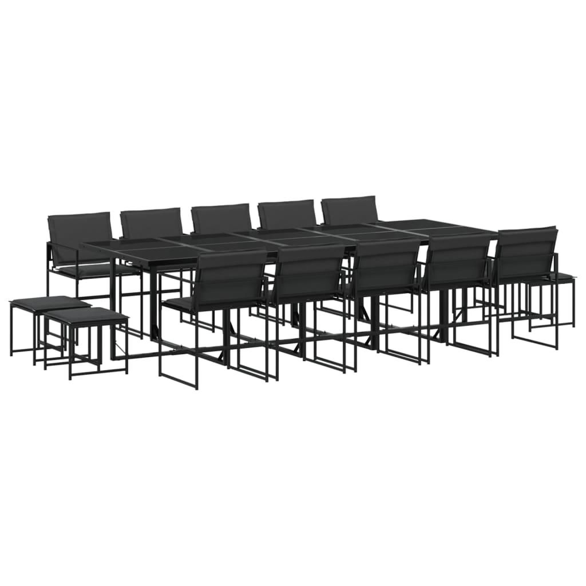 Voir la diapositive 2 : VIDAXL Ensemble a manger de jardin avec coussins 15 pcs noir textilene