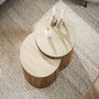 Voir la diapositive 3 : LISA DESIGN Jade - lot de 2 tables basses gigognes effet travertin - pieds en bois massif de manguier - 60 cm