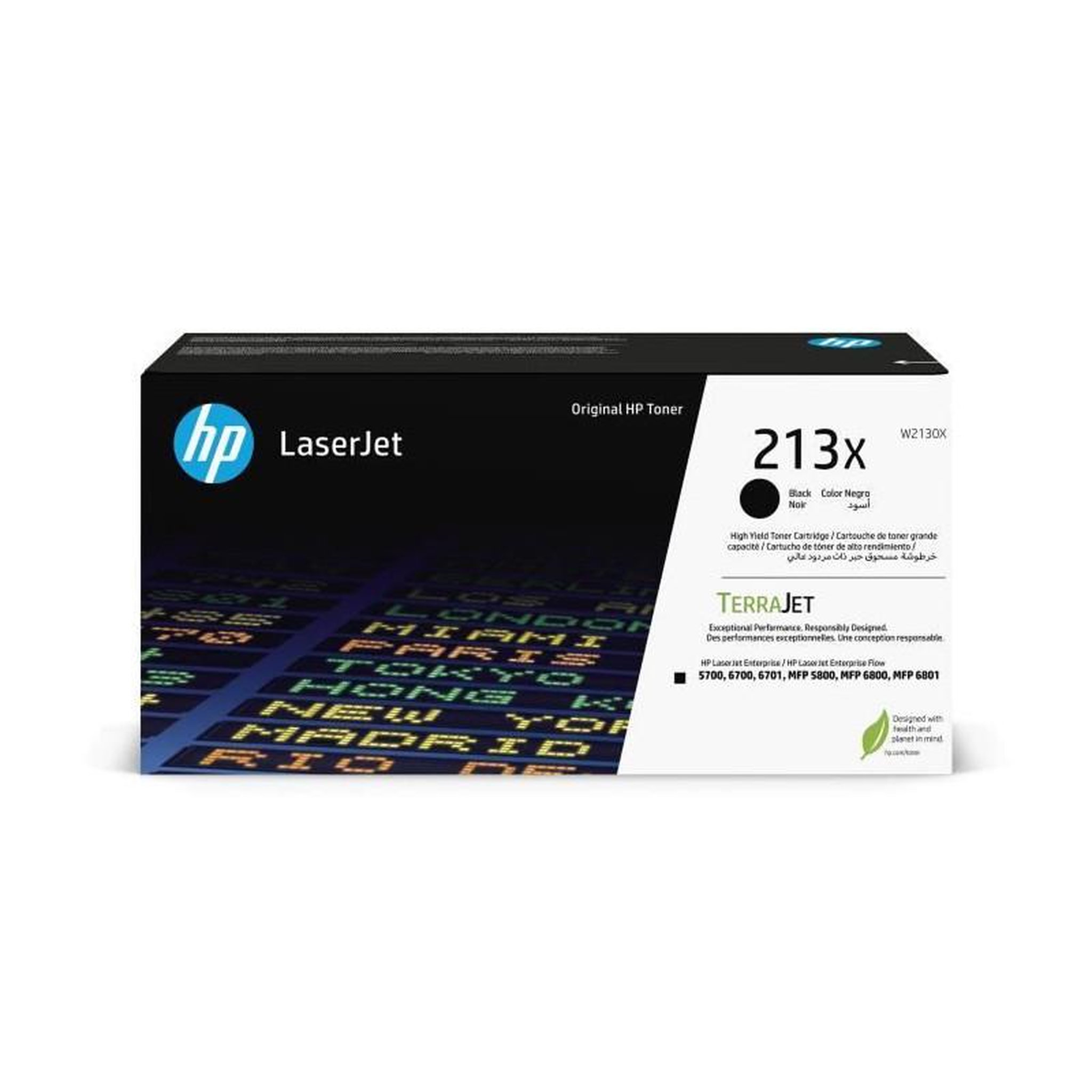 HP Cartouche de Toner HP 213X Noire grande capacité Authentique (W2130X) pour HP LaserJet Enterprise