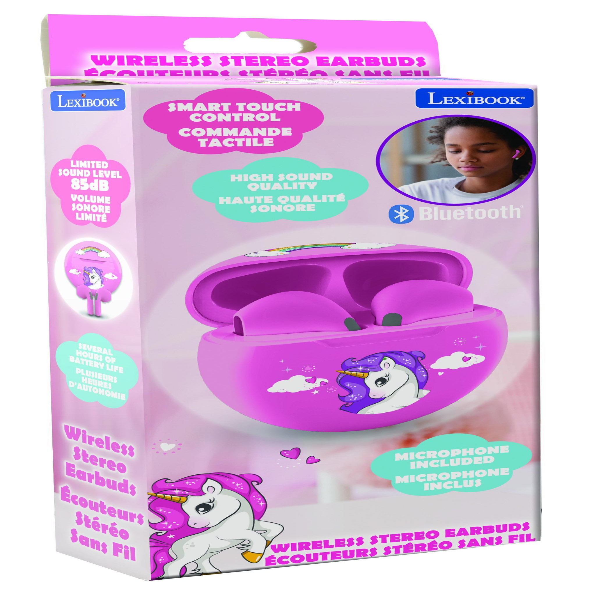 Voir la diapositive 5 : Lexibook Écouteurs sans fil Bluetooth Licorne avec étui de chargement et de rangement