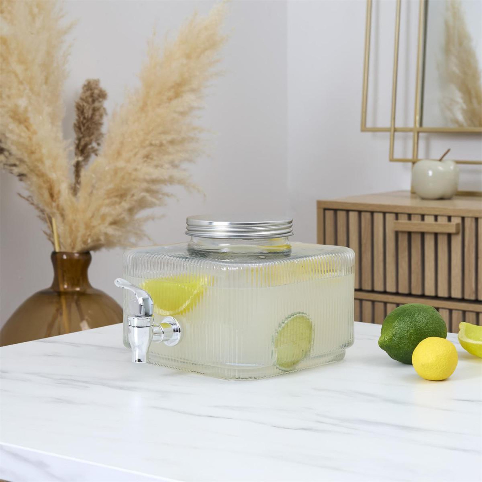 Voir la diapositive 4 : The Home Deco Factory Fontaine à boisson carrée  striée  3l transparent