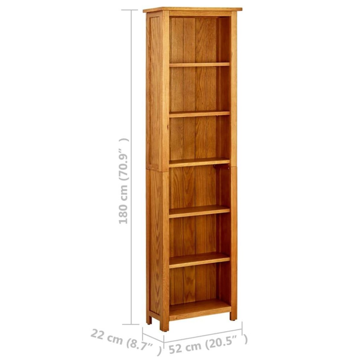 VIDAXL Bibliotheque a 6 niveaux 52x22x180 cm Bois de chene massif