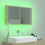 Voir la diapositive 5 : VIDAXL Armoire a miroir a LED de bain Chene sonoma 80x12x45 Acrylique