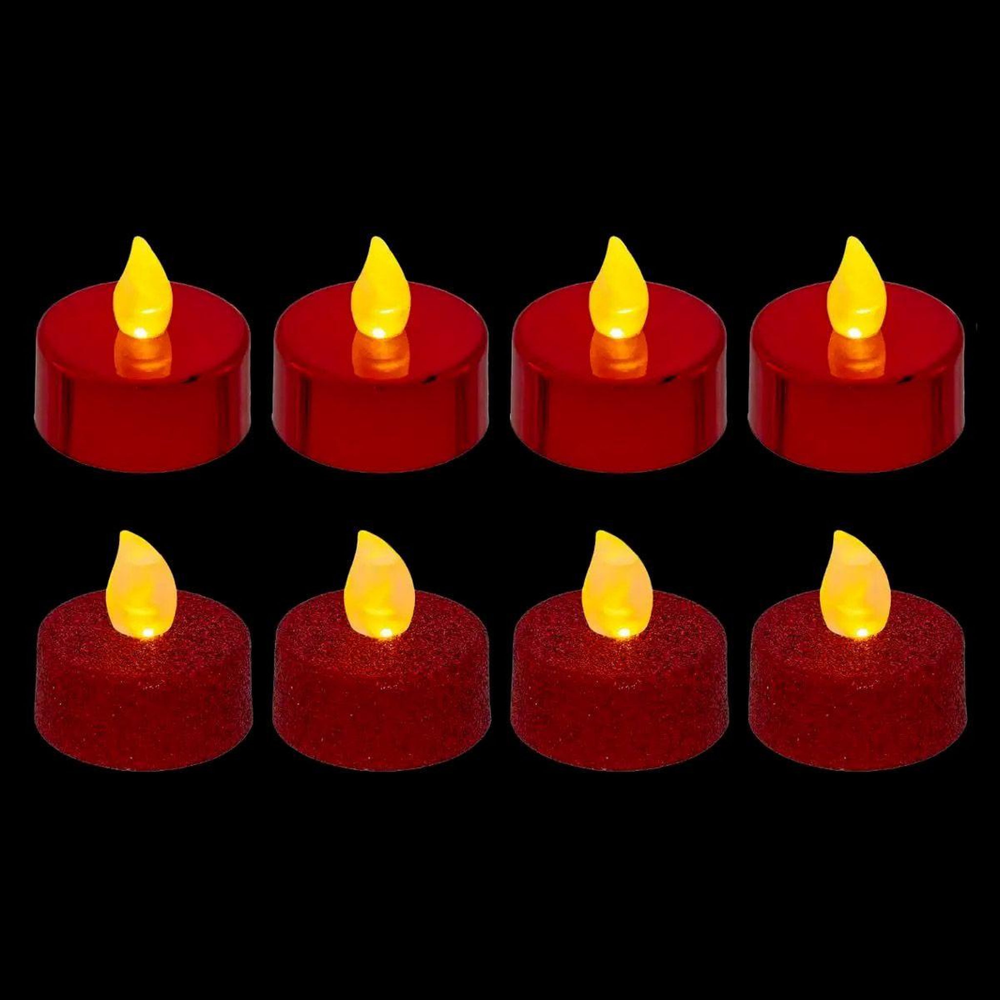 Voir la diapositive 2 : ATMOSPHERA Lot de 8 bougies led  colorama  4cm rouge