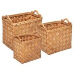ATMOSPHERA Lot de 3 Paniers de Rangement  Bois  37cm Caramel