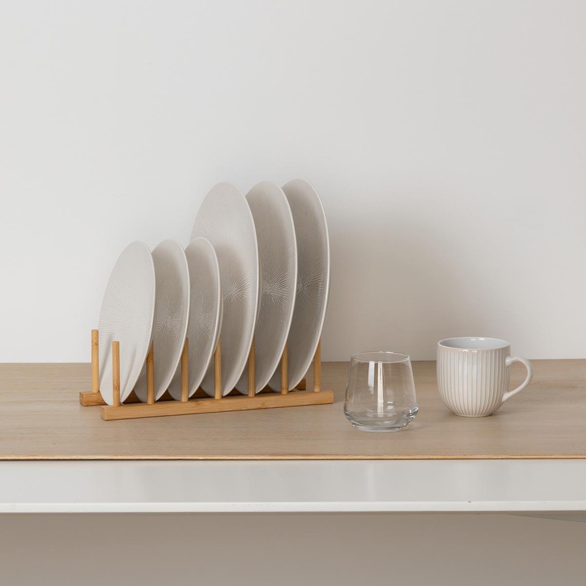 Voir la diapositive 3 : FIVE Rack de rangement 6 assiettes  bambou  30cm naturel