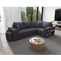 Voir la diapositive 1 : BEST MOBILIER Libbie - canapé d'angle droit 4 places convertible avec coffre, étagère et poufs en tissu