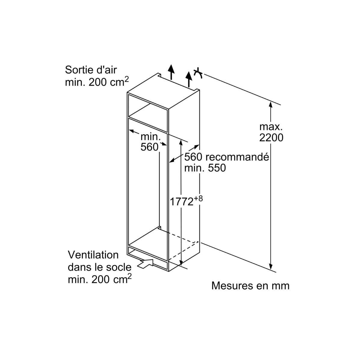 Siemens Réfrigérateur 1 porte intégrable à glissière 310l - KI81RNSE0