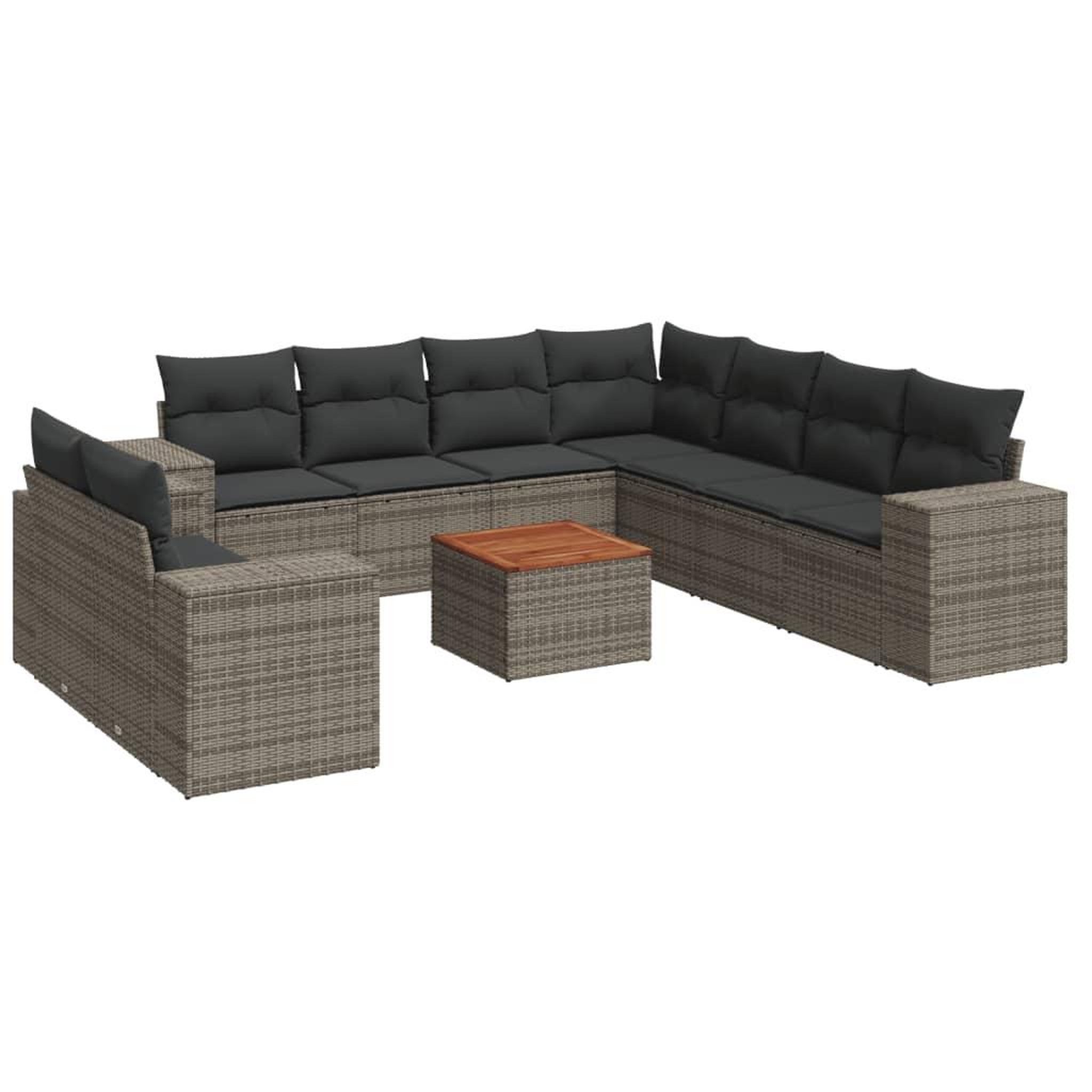 Voir la diapositive 2 : VIDAXL Salon de jardin avec coussins 10 pcs gris resine tressee