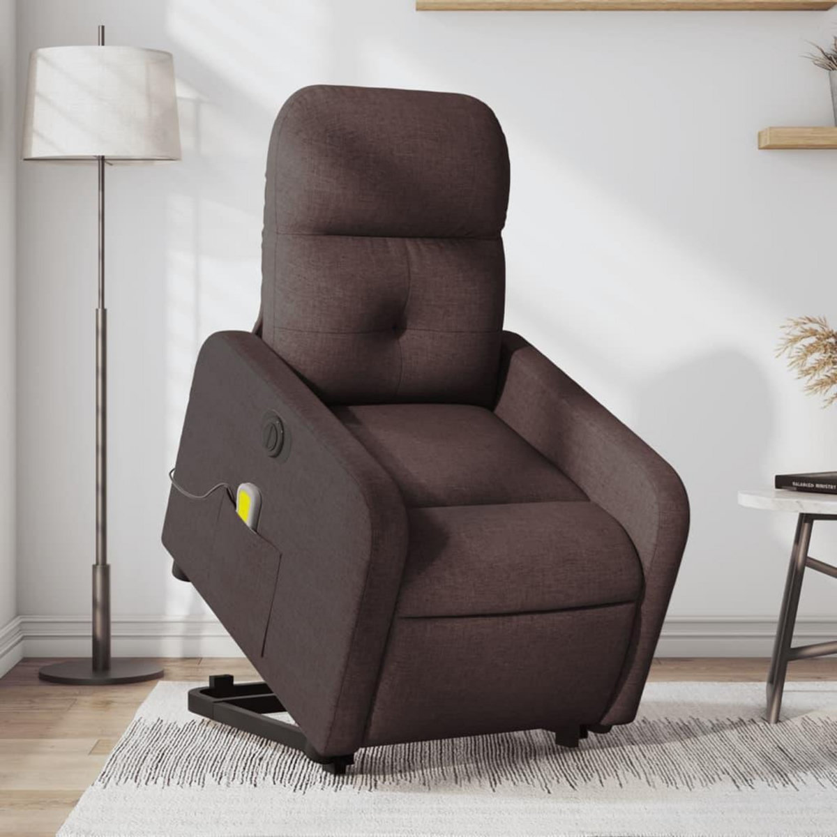 VIDAXL Fauteuil inclinable de massage electrique Marron fonce Tissu