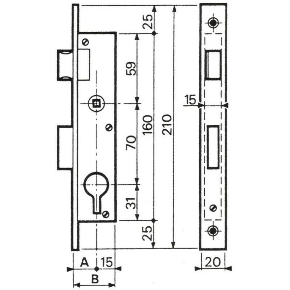 BRICARD Serrure monopoint à larder profil étroit pour monobloc coffre standard 42mm axe 27mm droite BRICARD – 5368045