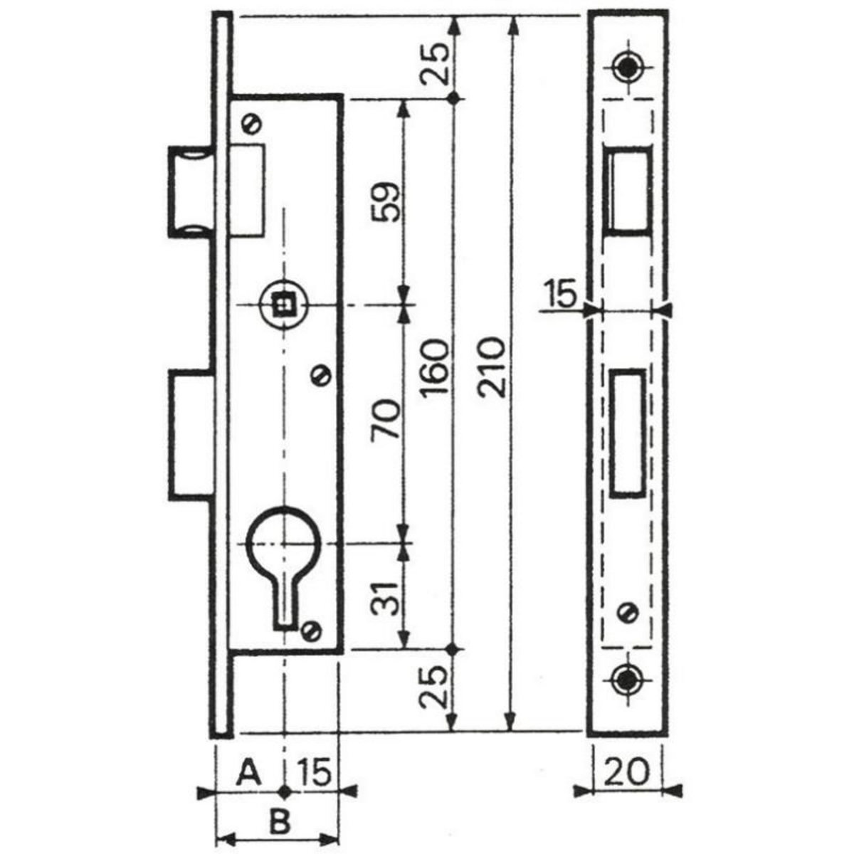 BRICARD Serrure monopoint à larder profil étroit pour monobloc coffre standard 42mm axe 27mm droite BRICARD – 5368045