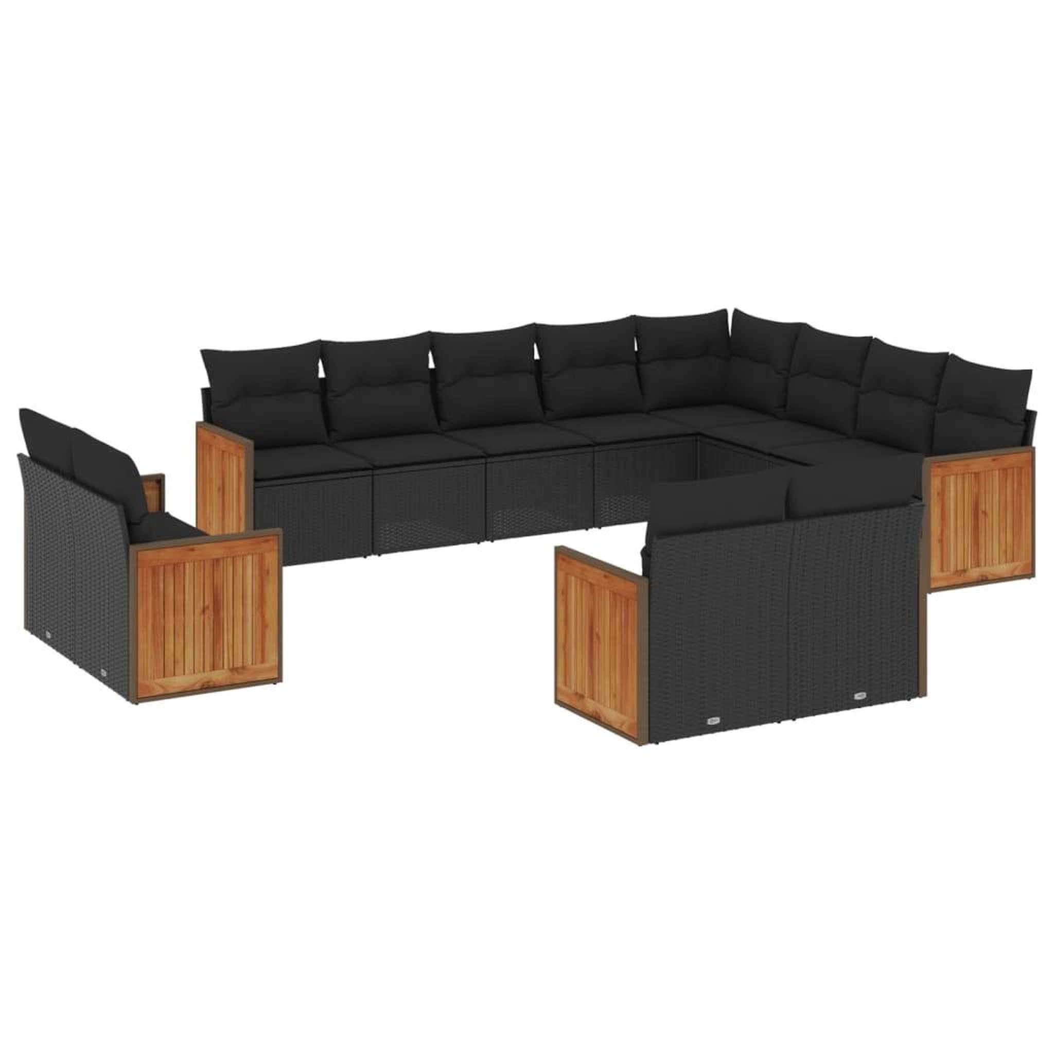 Voir la diapositive 2 : VIDAXL Salon de jardin 12 pcs avec coussins noir resine tressee